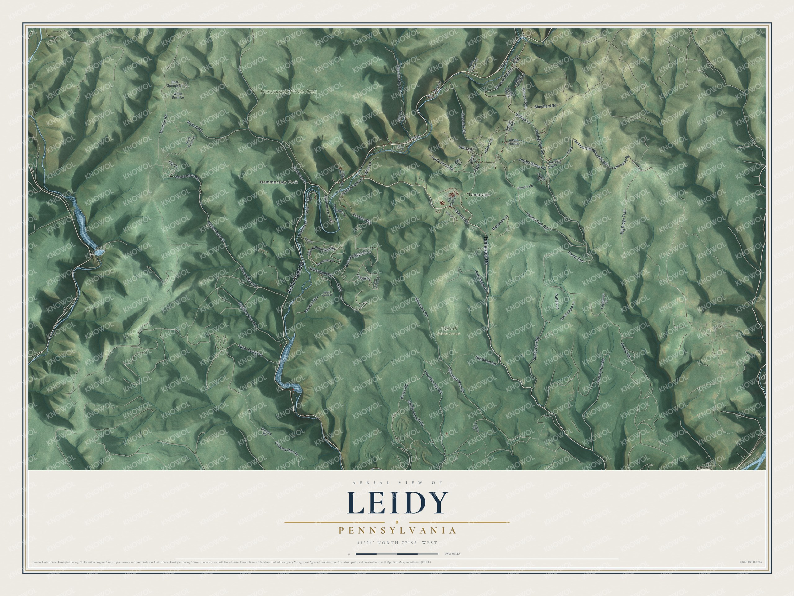 Watermarked full-map preview of Leidy, Pennsylvania