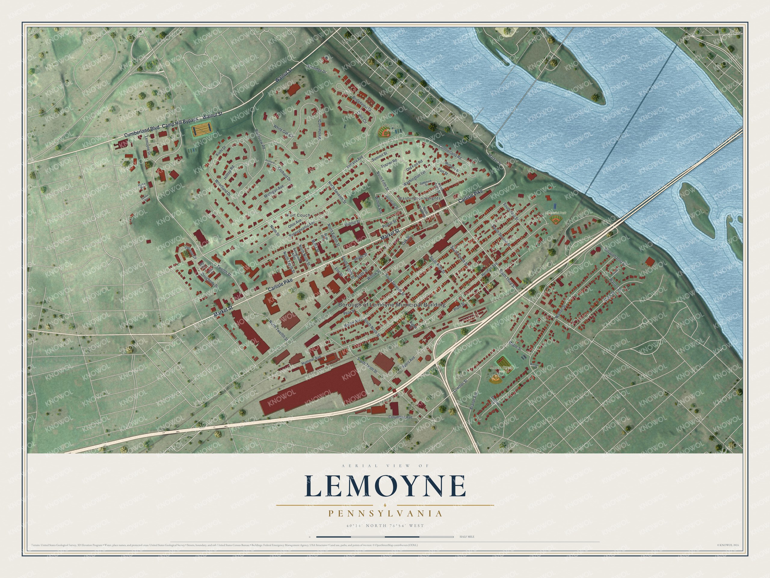 Watermarked full-map preview of Lemoyne, Pennsylvania
