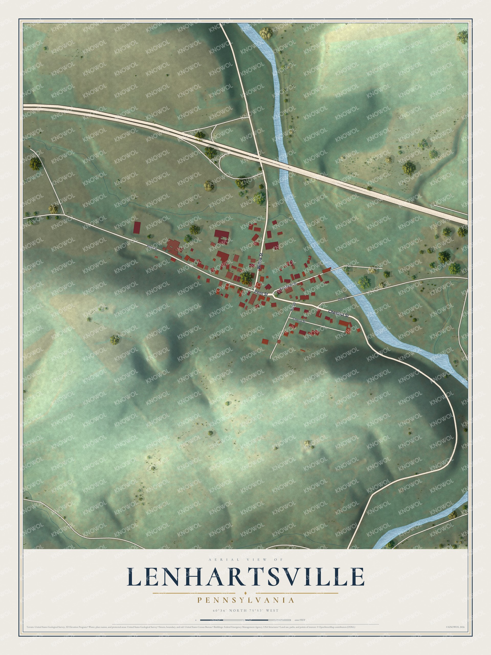 Watermarked full-map preview of Lenhartsville, Pennsylvania