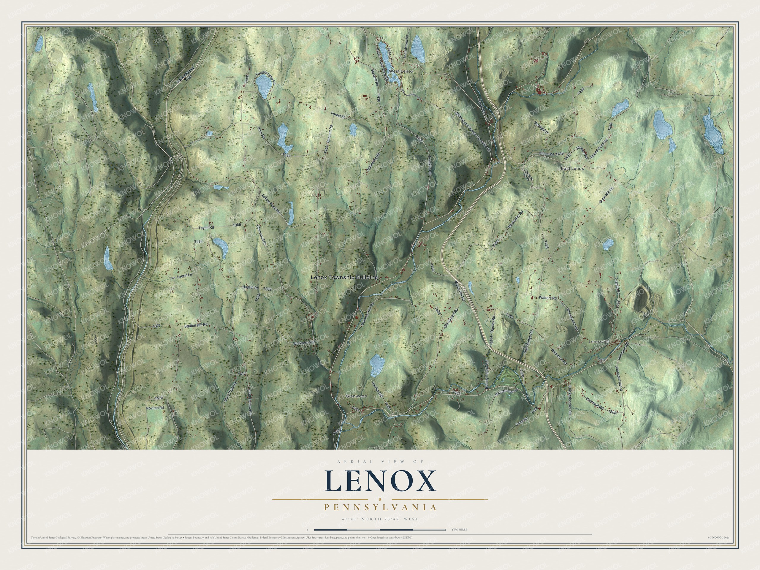 Watermarked full-map preview of Lenox, Pennsylvania