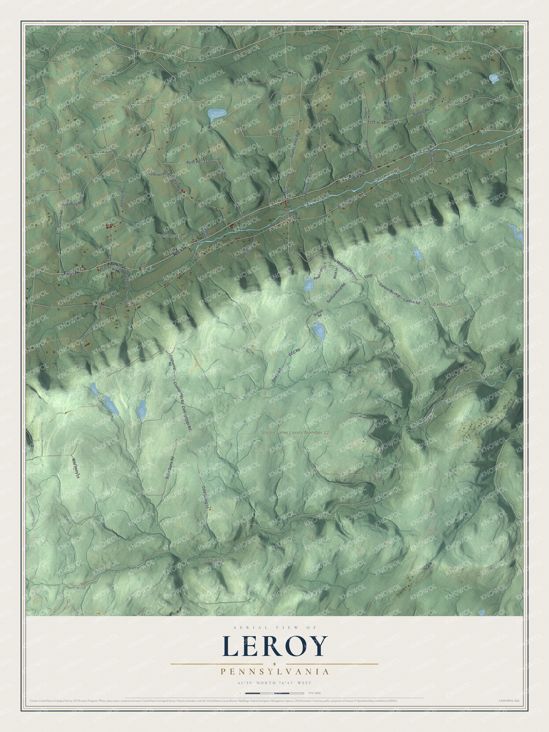 Watermarked full-map preview of Leroy, Pennsylvania