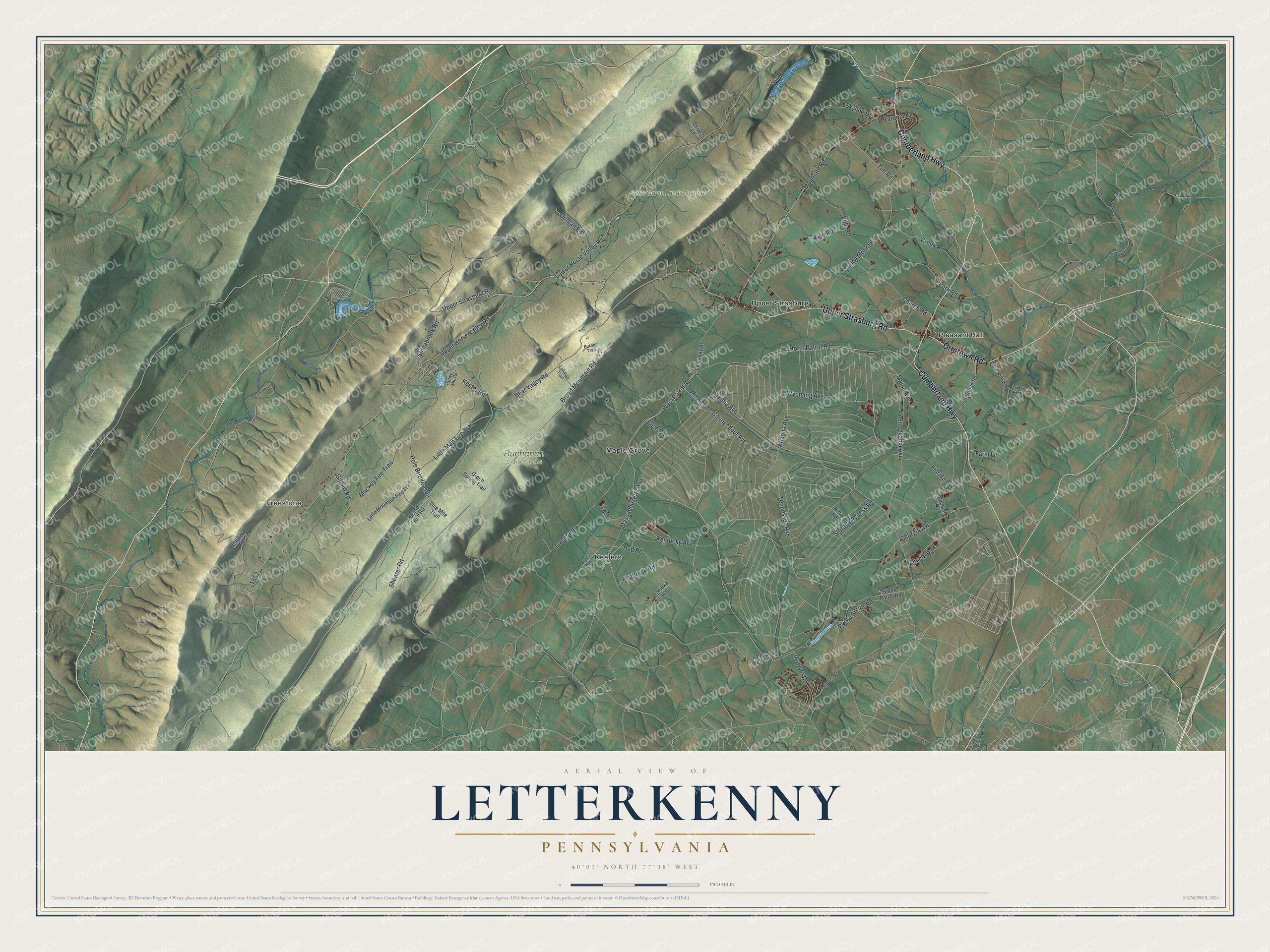 Watermarked full-map preview of Letterkenny, Pennsylvania