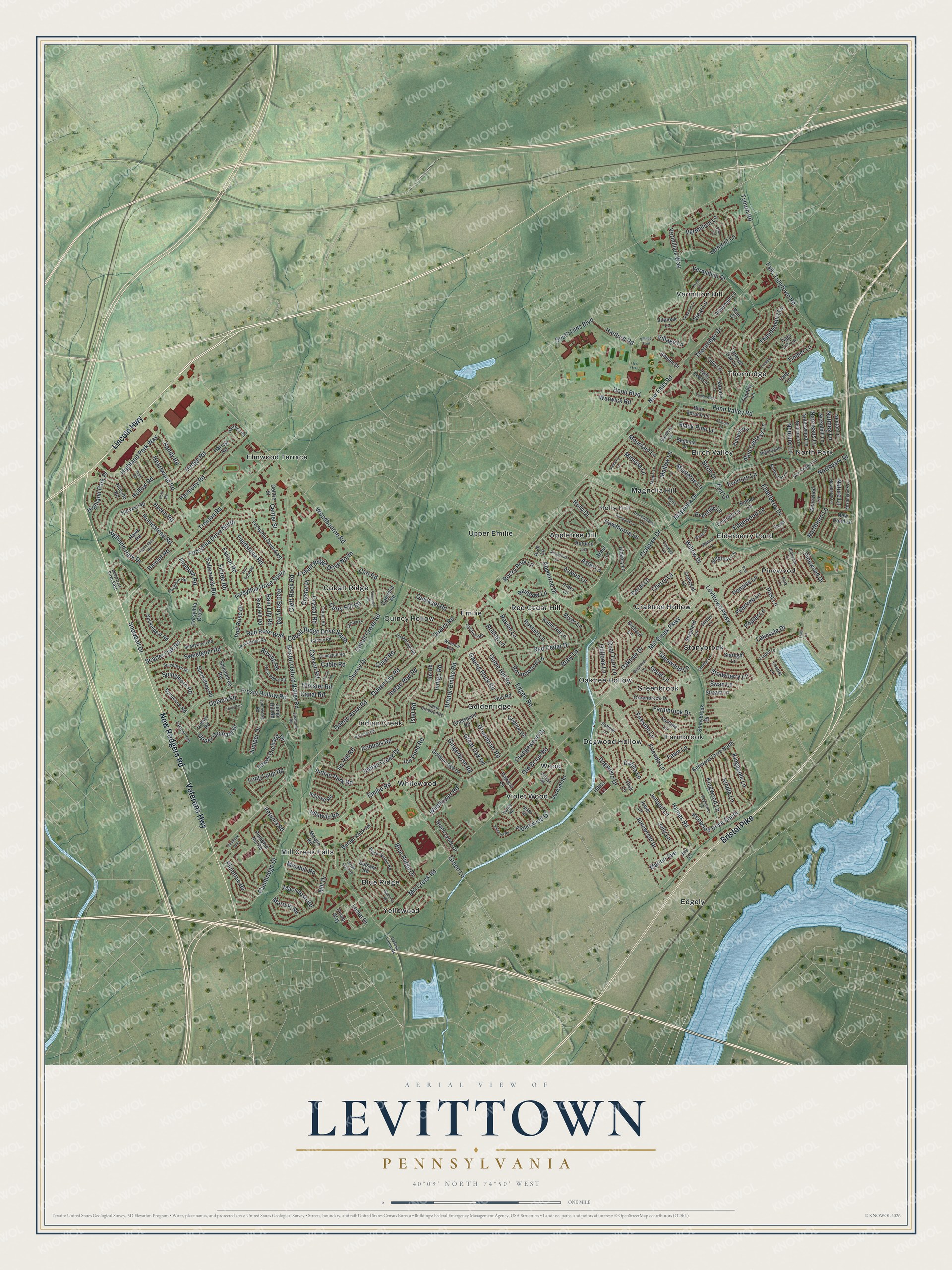 Watermarked full-map preview of Levittown, Pennsylvania