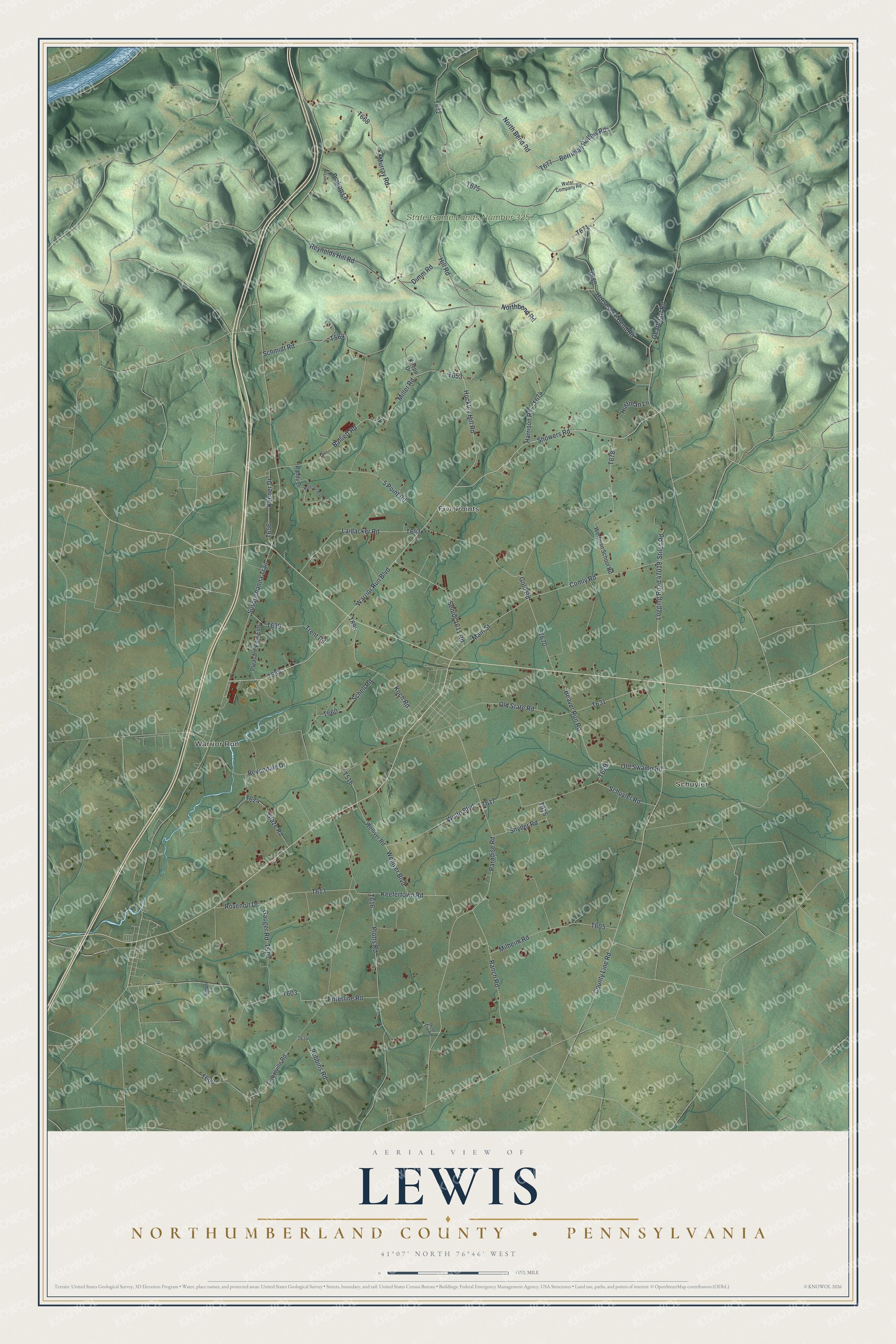 Watermarked full-map preview of Lewis, Pennsylvania