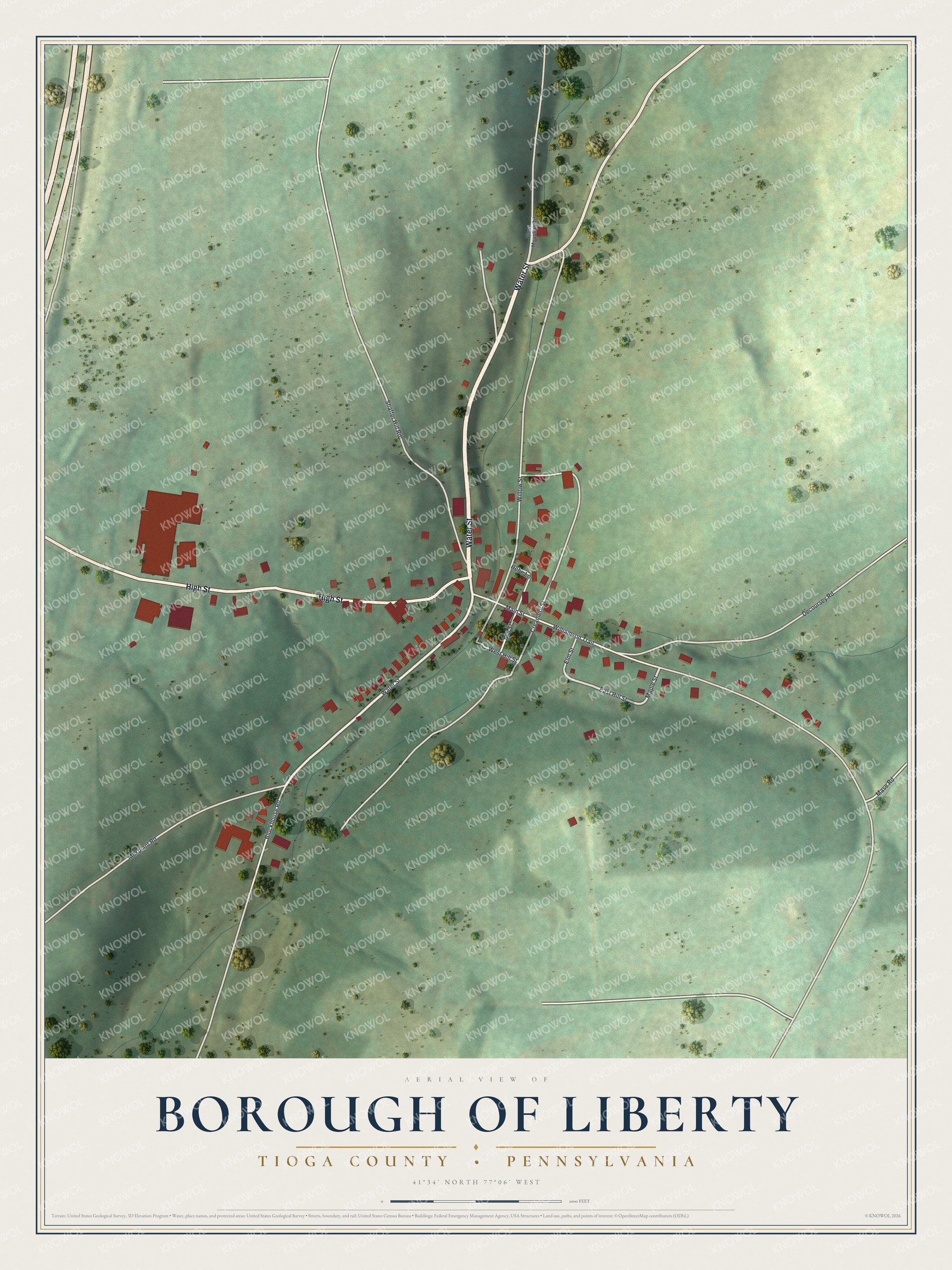 Watermarked full-map preview of Borough of Liberty, Pennsylvania