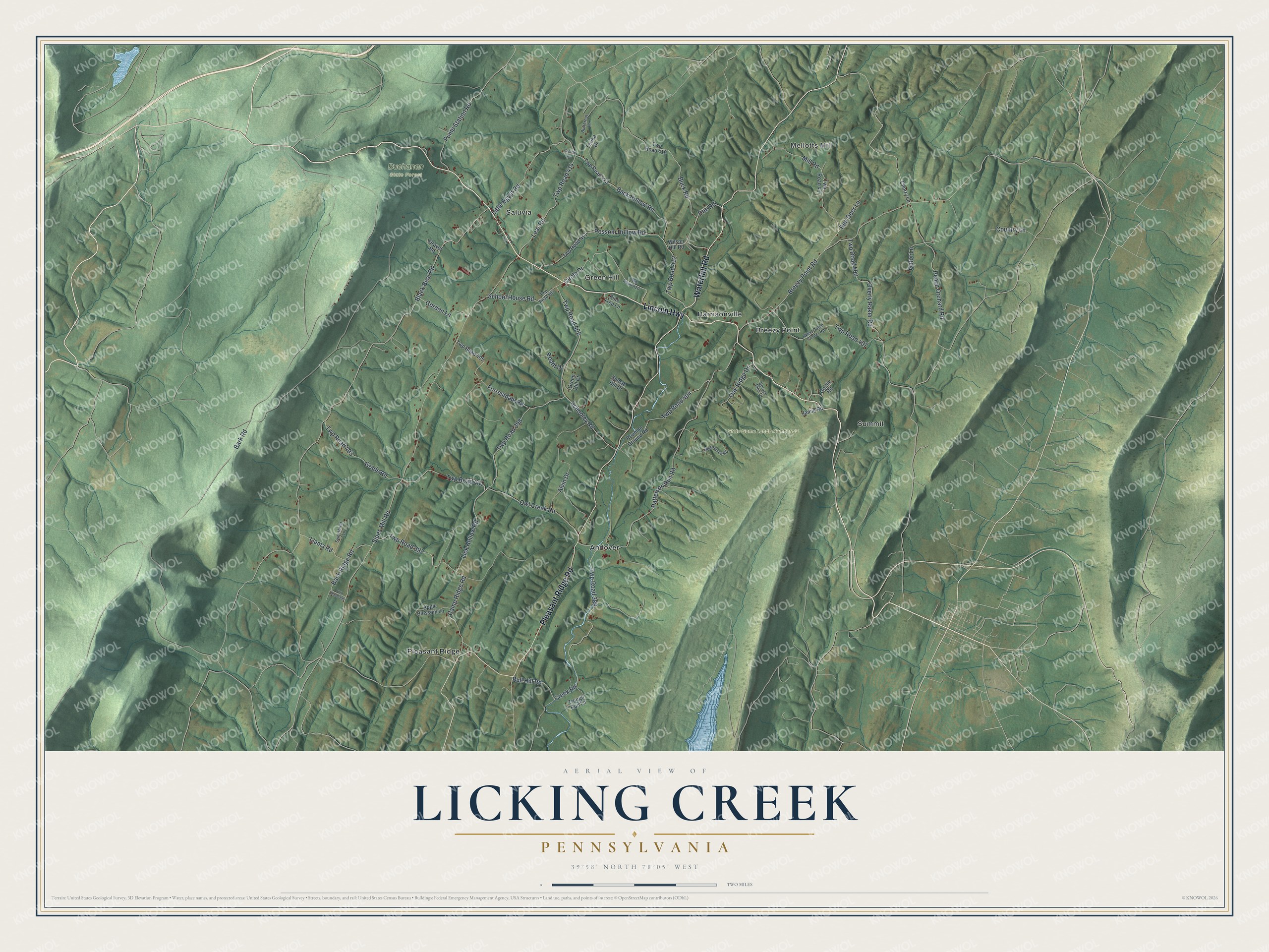 Watermarked full-map preview of Licking Creek, Pennsylvania