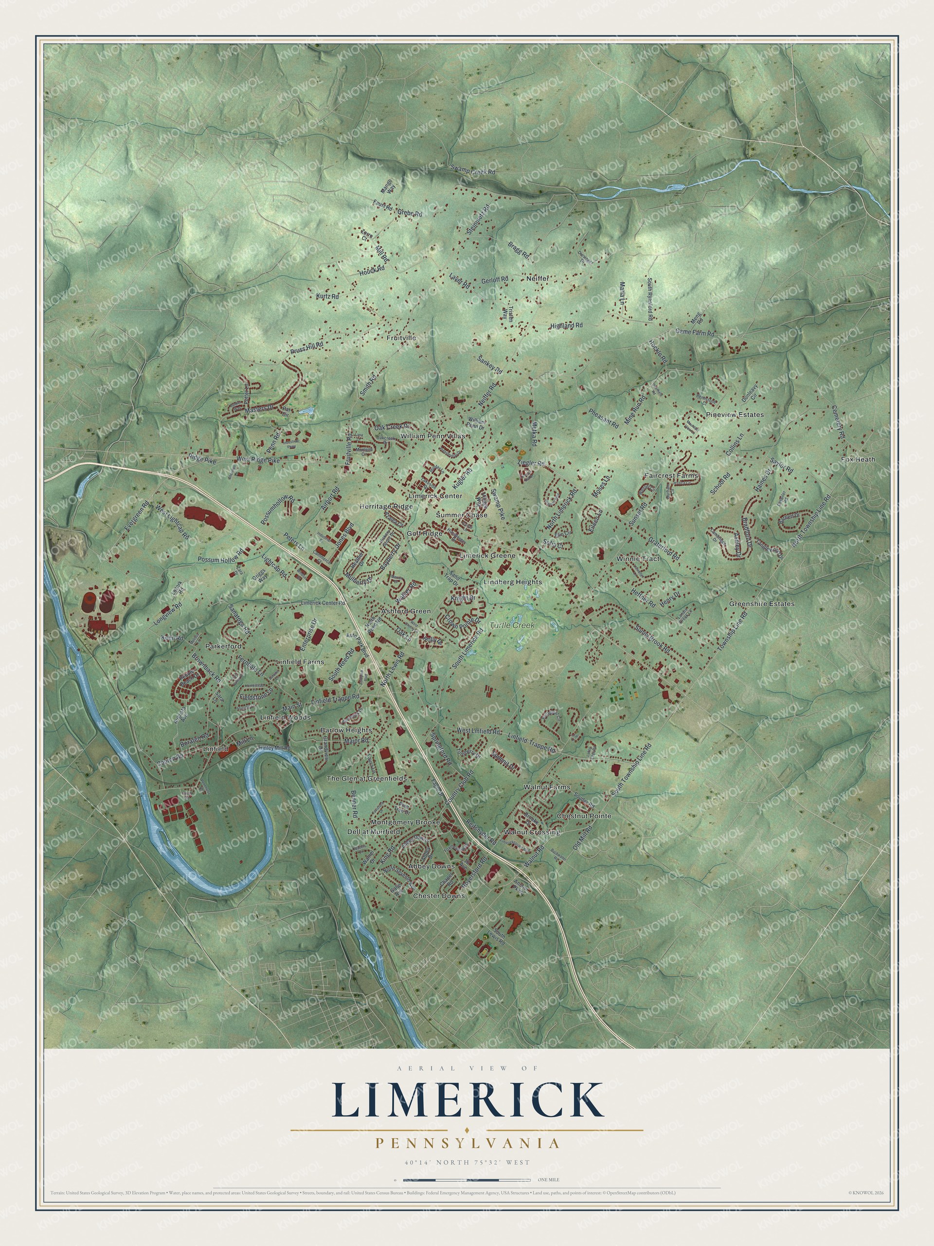 Watermarked full-map preview of Limerick, Pennsylvania