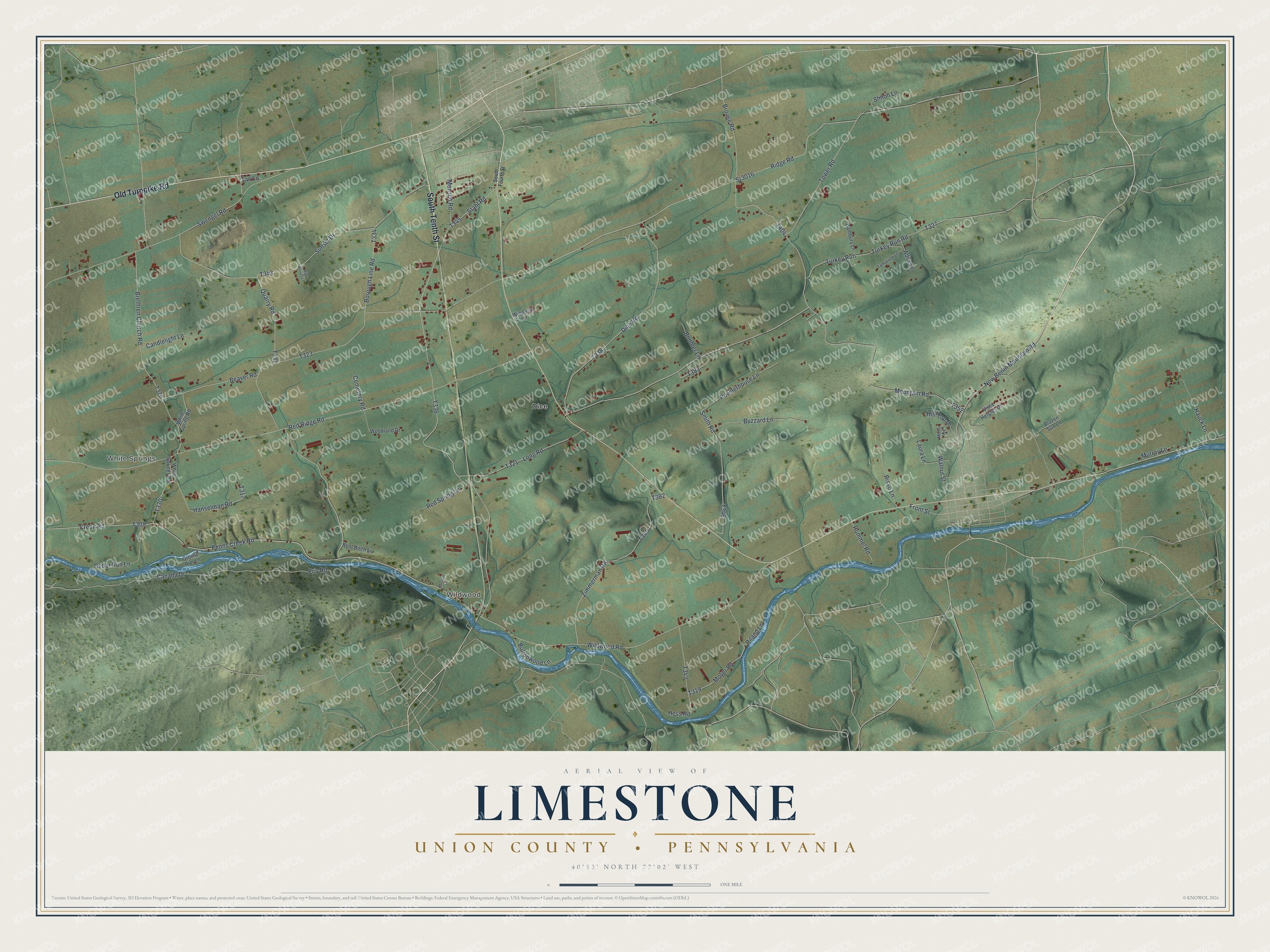 Watermarked full-map preview of Limestone, Pennsylvania