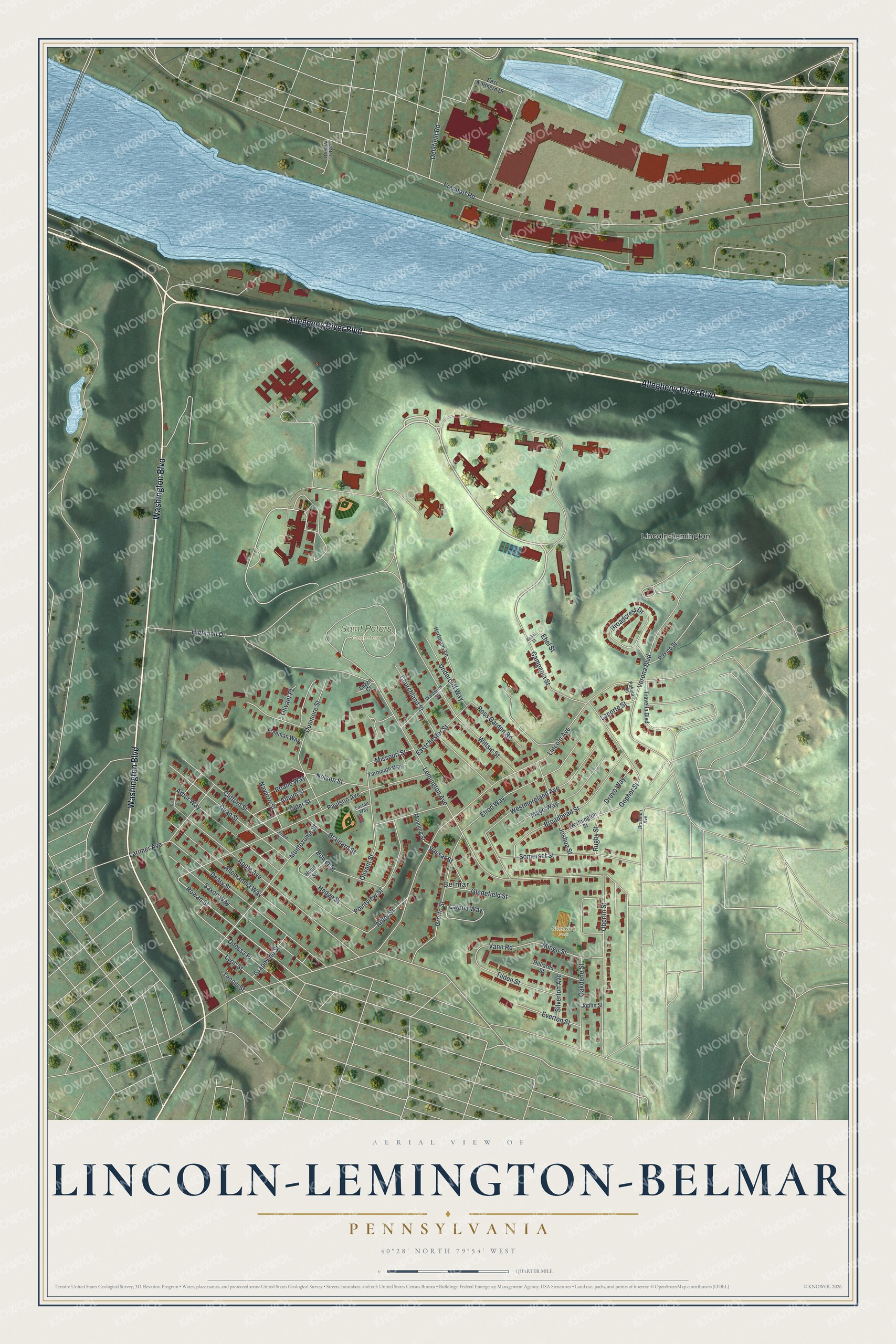 Watermarked full-map preview of Lincoln-Lemington-Belmar, Pennsylvania