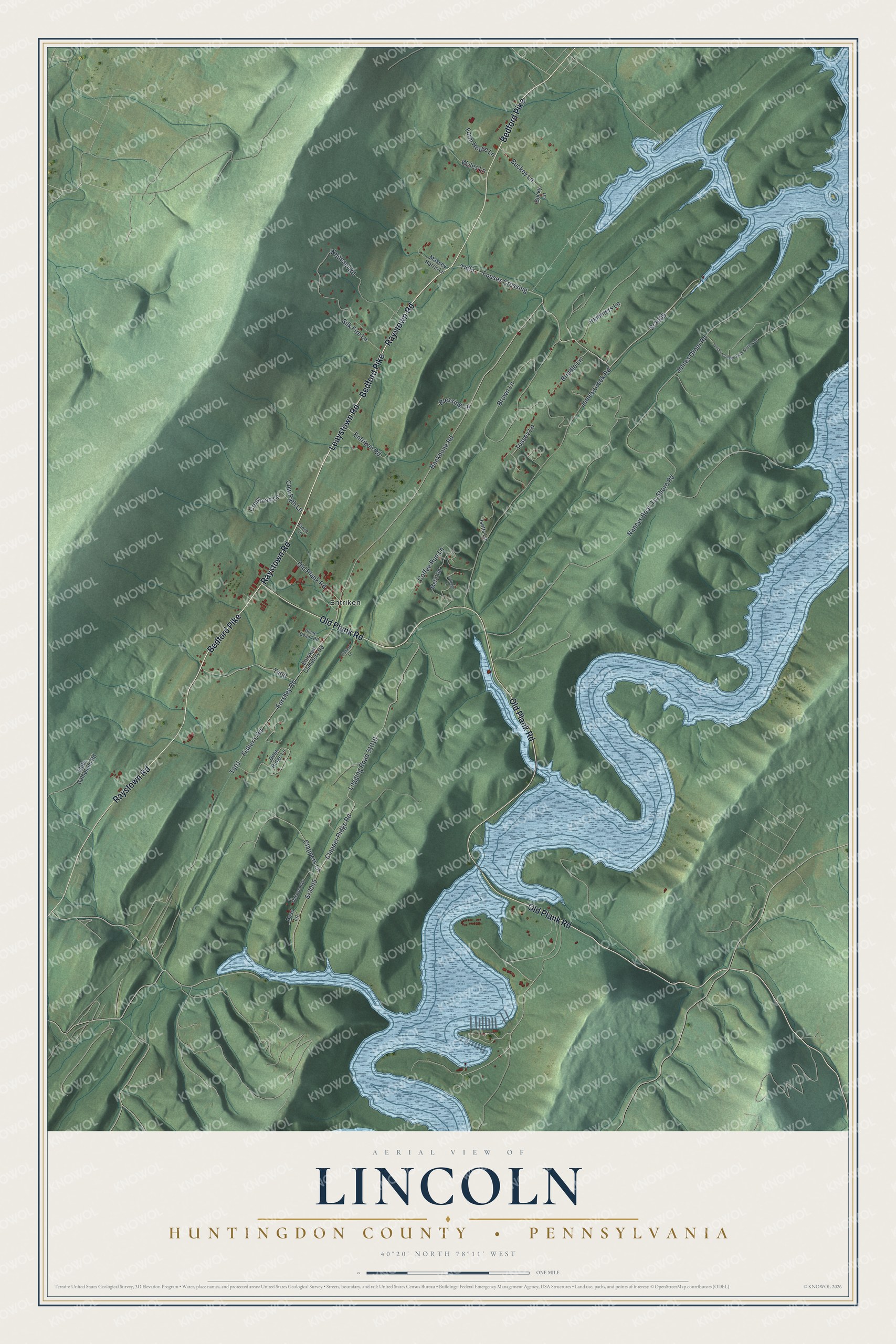 Watermarked full-map preview of Lincoln, Pennsylvania