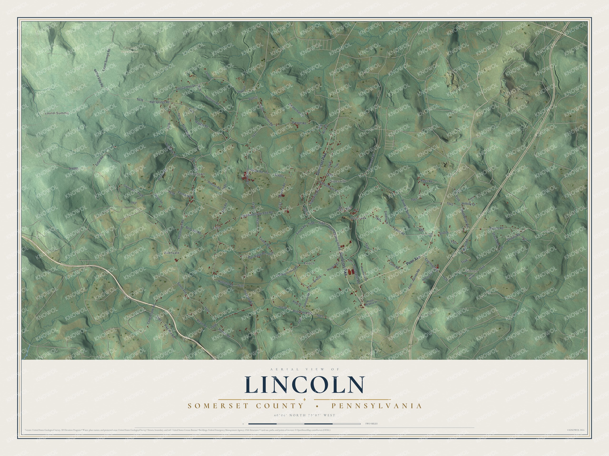 Watermarked full-map preview of Lincoln, Pennsylvania