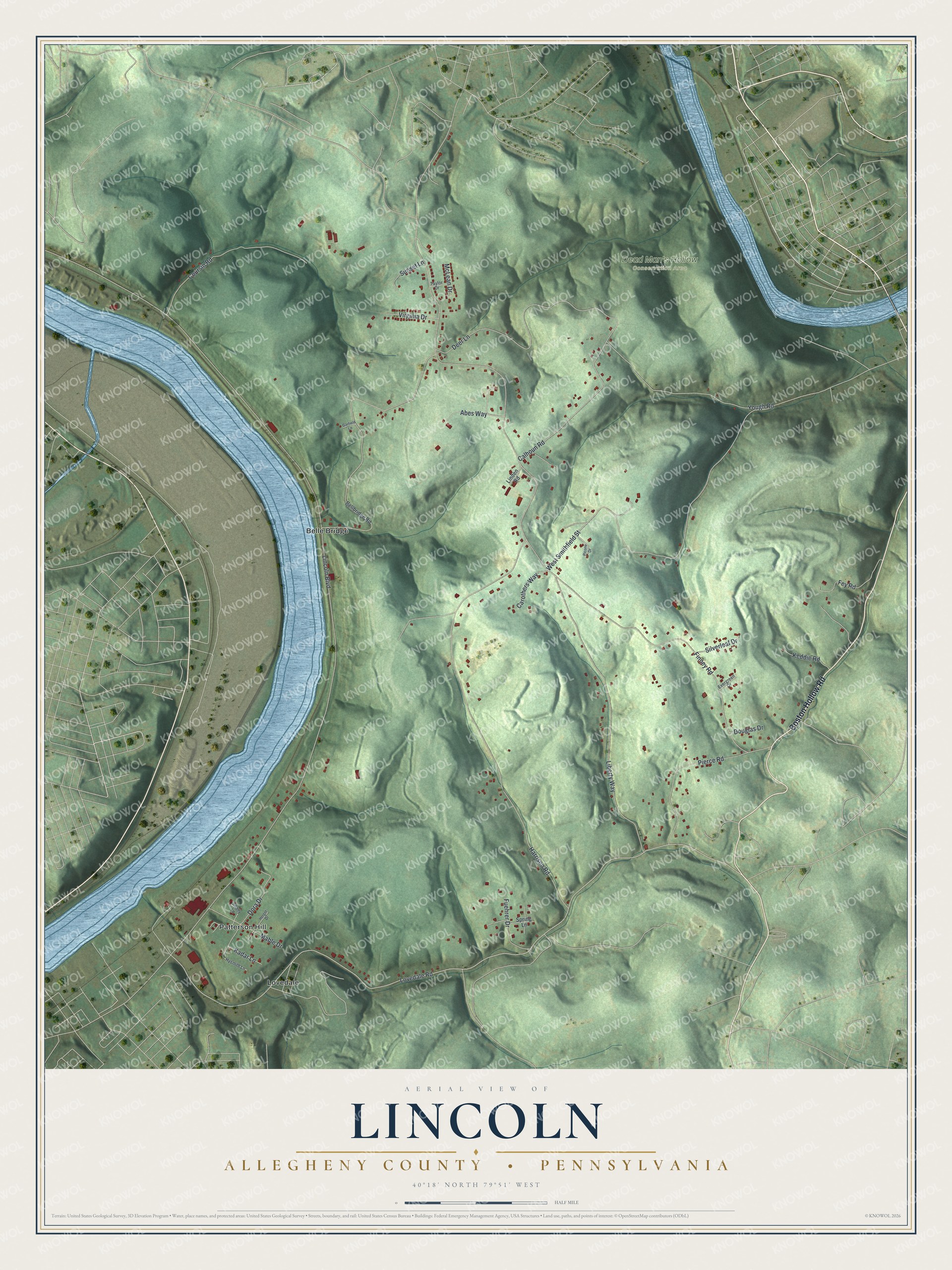 Watermarked full-map preview of Lincoln, Pennsylvania