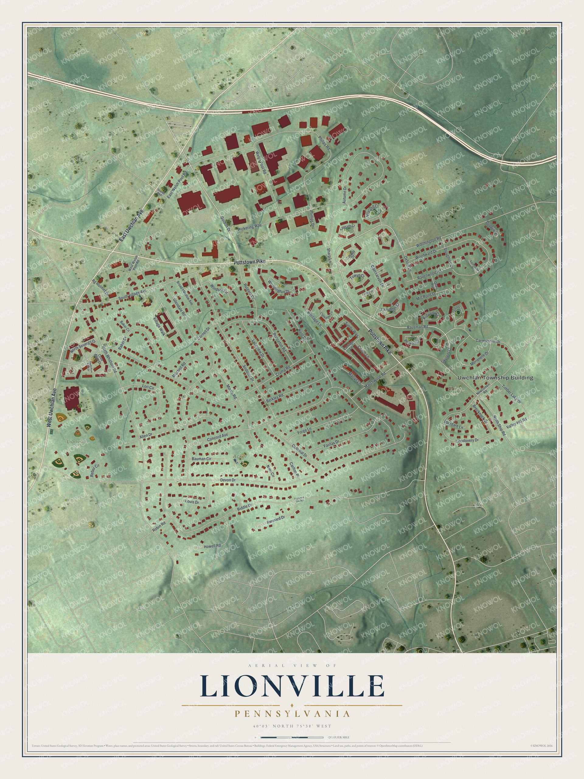 Watermarked full-map preview of Lionville, Pennsylvania