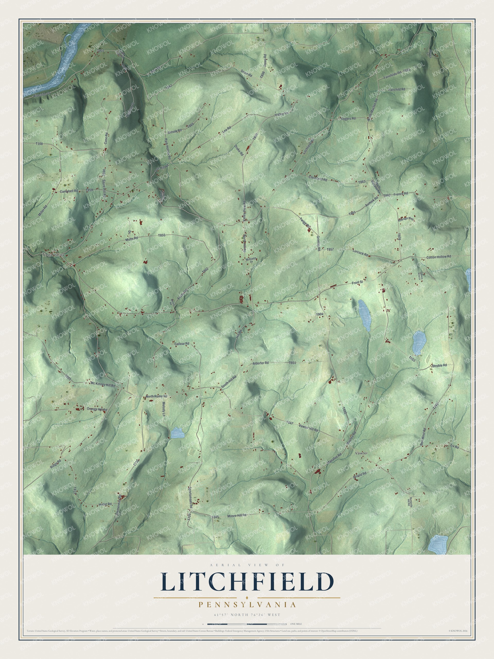 Watermarked full-map preview of Litchfield, Pennsylvania