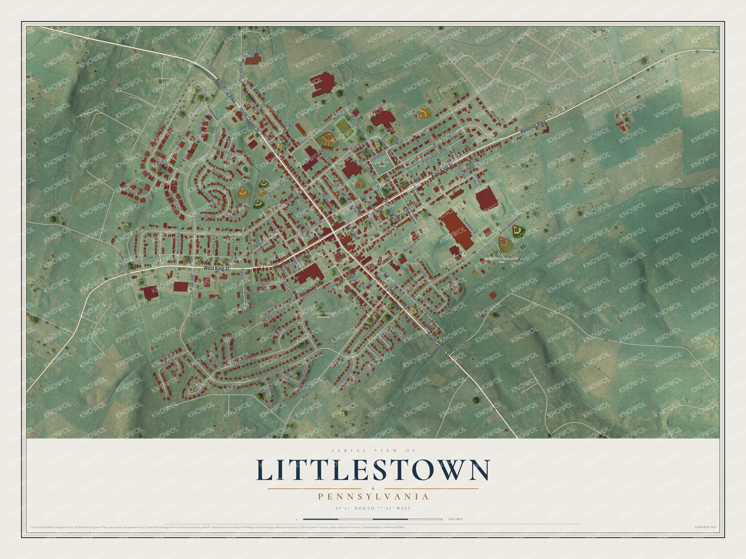 Watermarked full-map preview of Littlestown, Pennsylvania