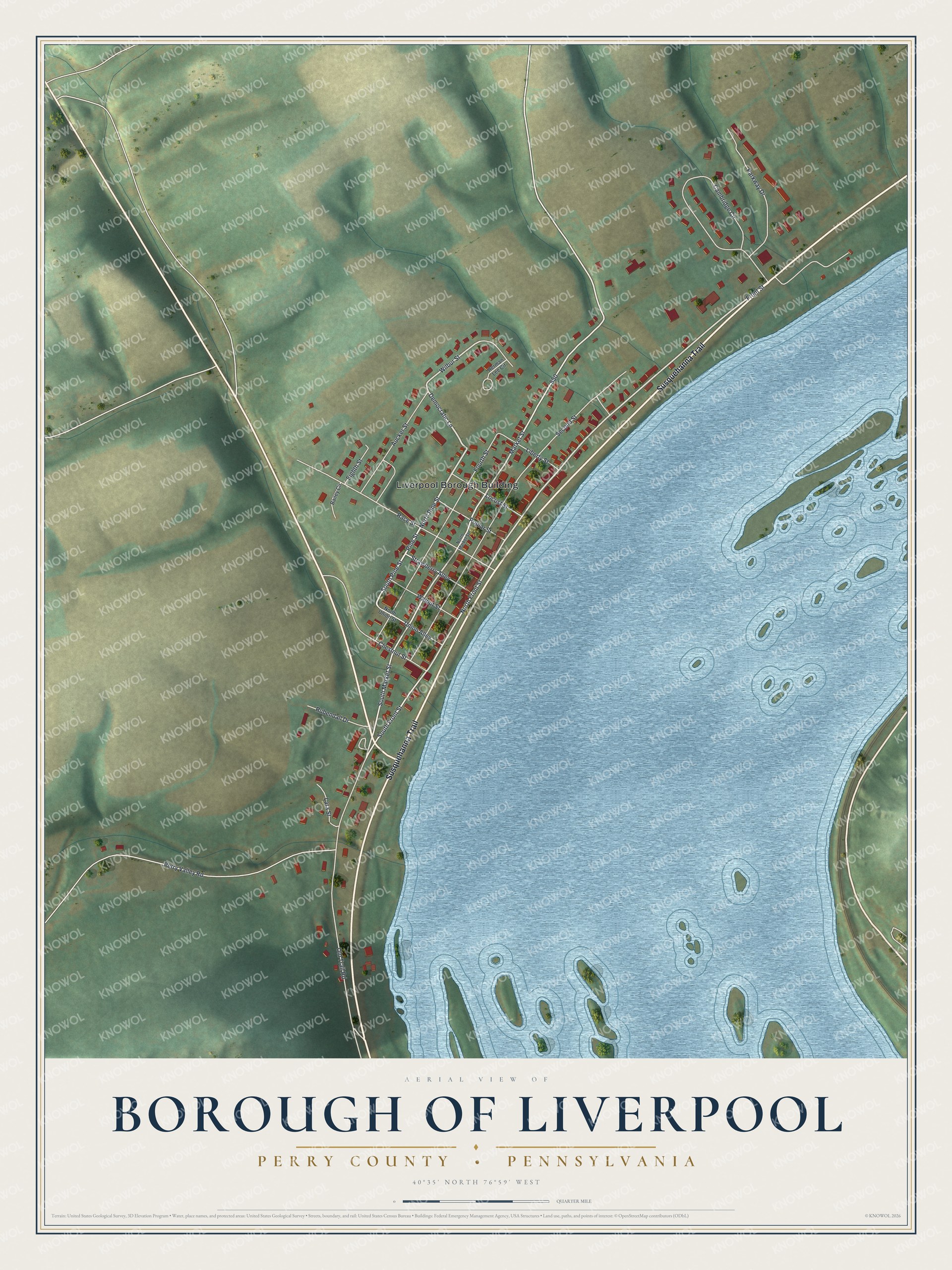 Watermarked full-map preview of Borough of Liverpool, Pennsylvania
