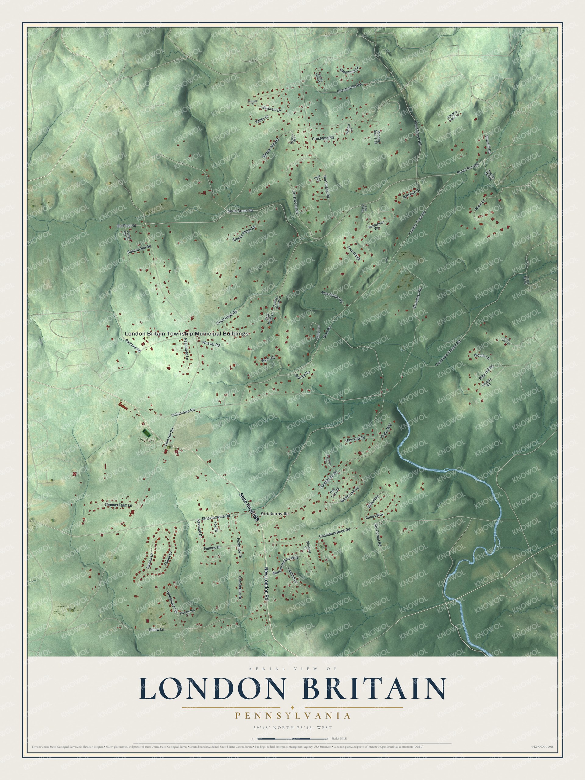 Watermarked full-map preview of London Britain, Pennsylvania