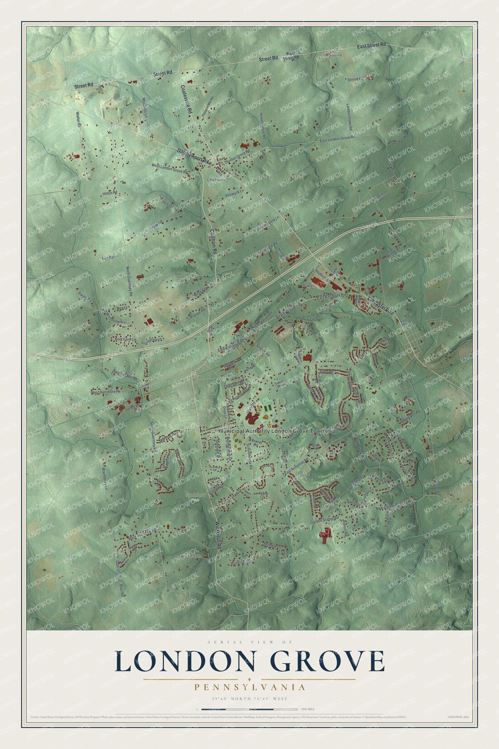 Watermarked full-map preview of London Grove, Pennsylvania