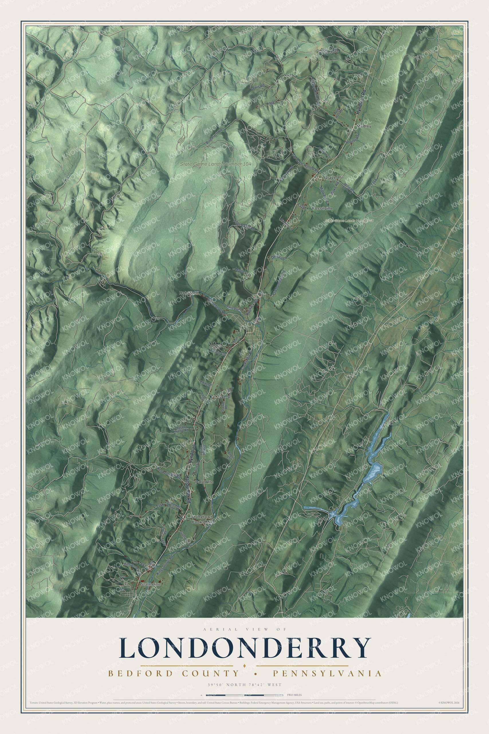 Watermarked full-map preview of Londonderry, Pennsylvania