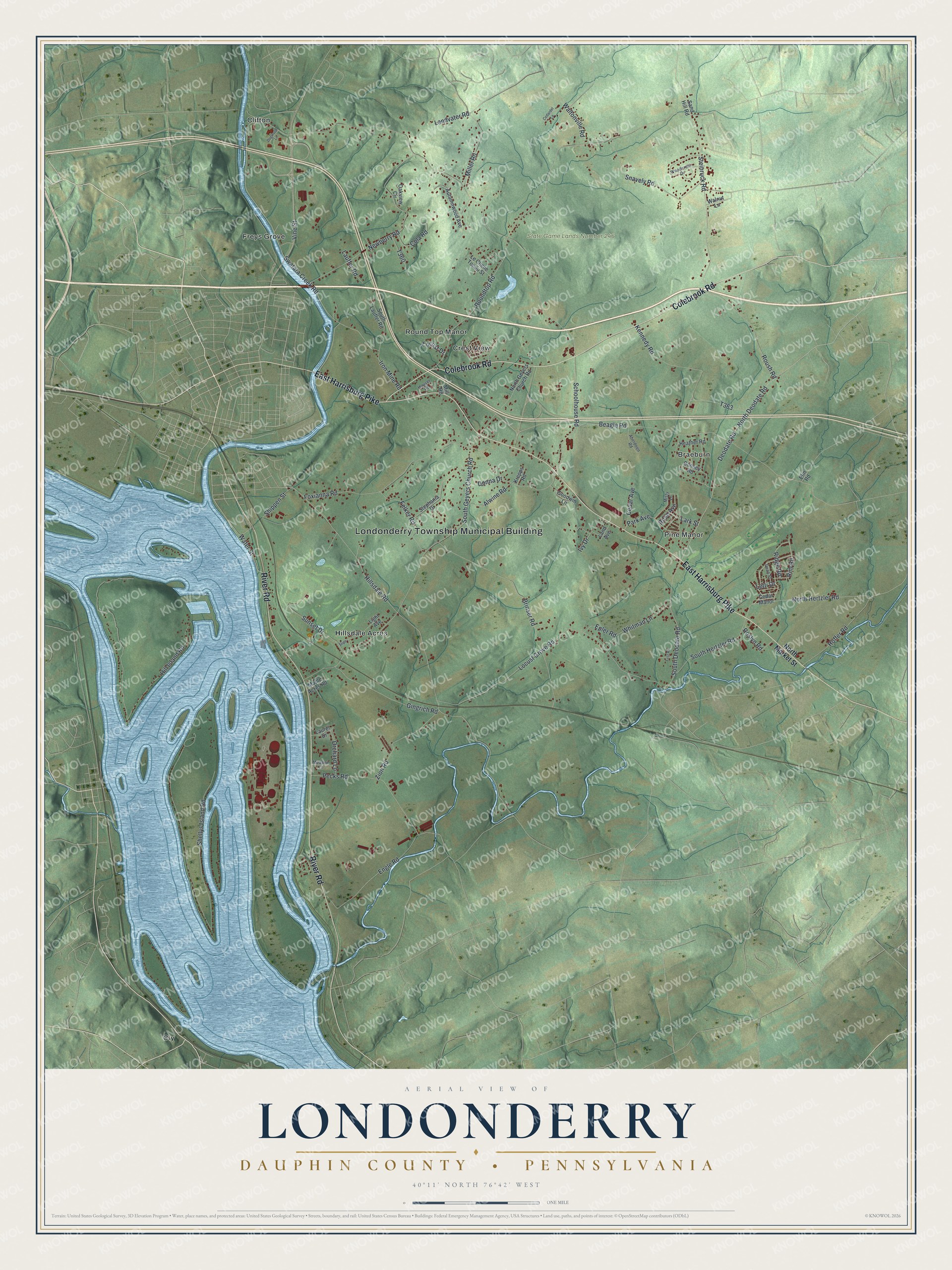 Watermarked full-map preview of Londonderry, Pennsylvania