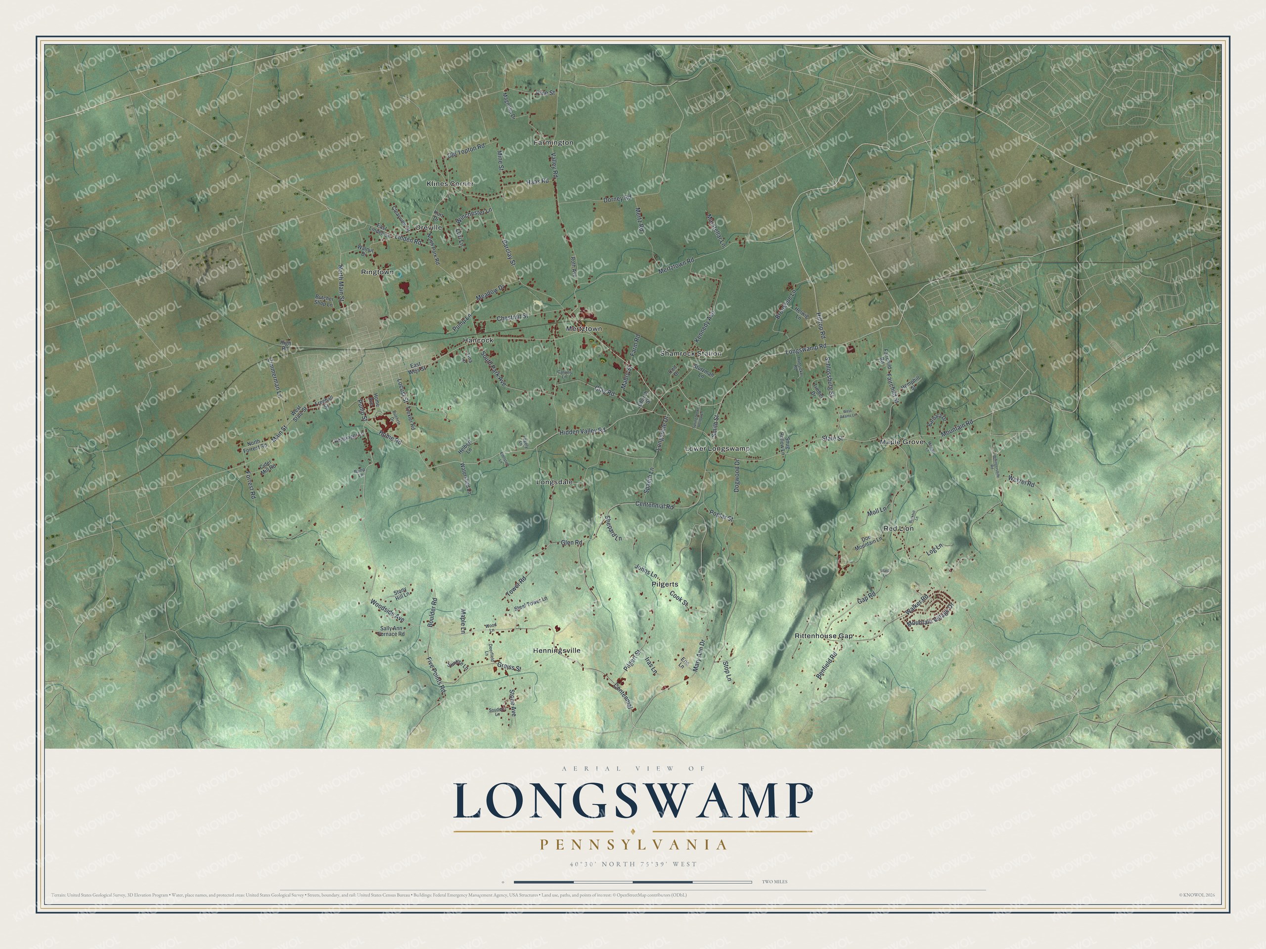 Watermarked full-map preview of Longswamp, Pennsylvania