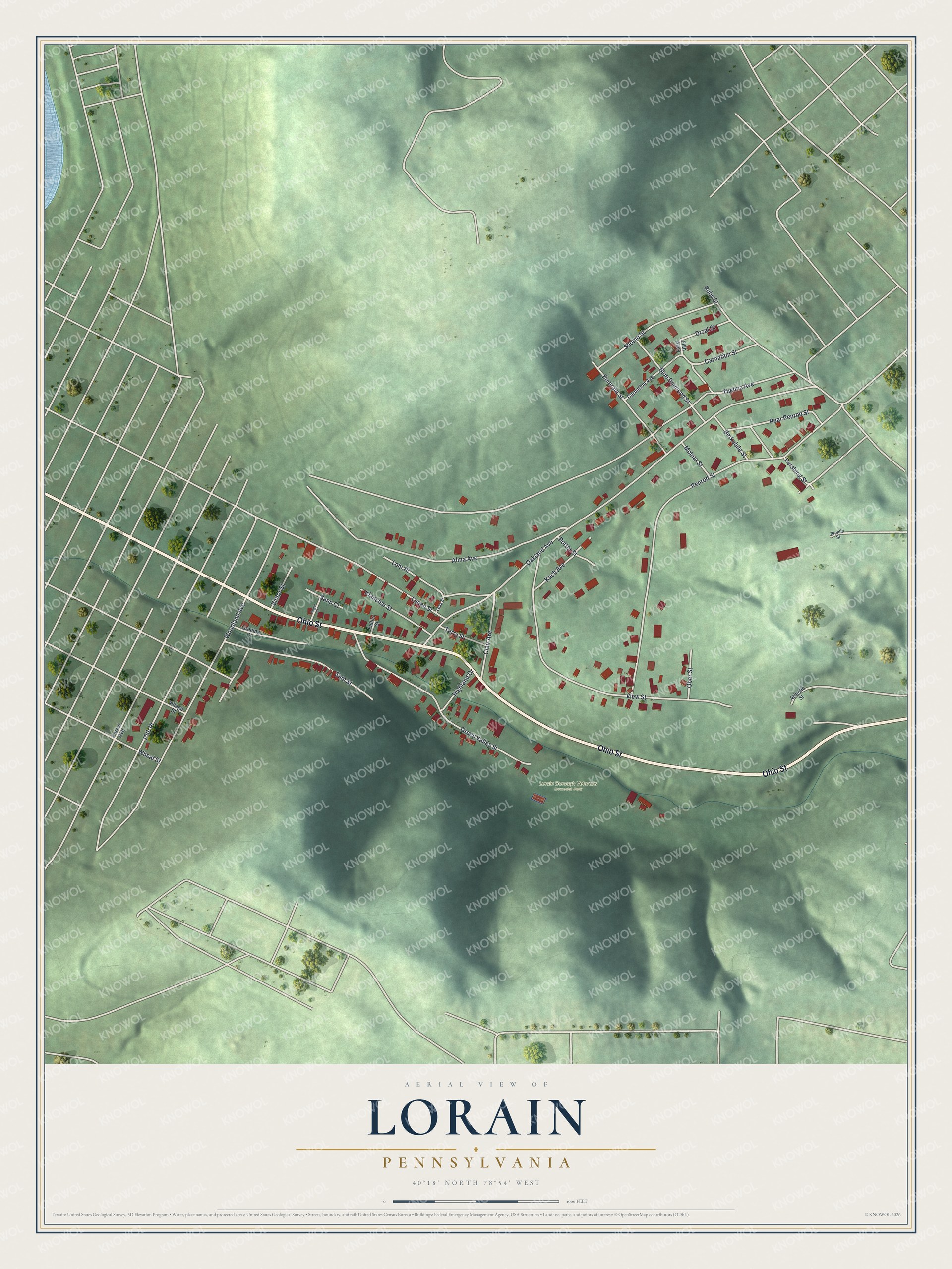 Watermarked full-map preview of Lorain, Pennsylvania