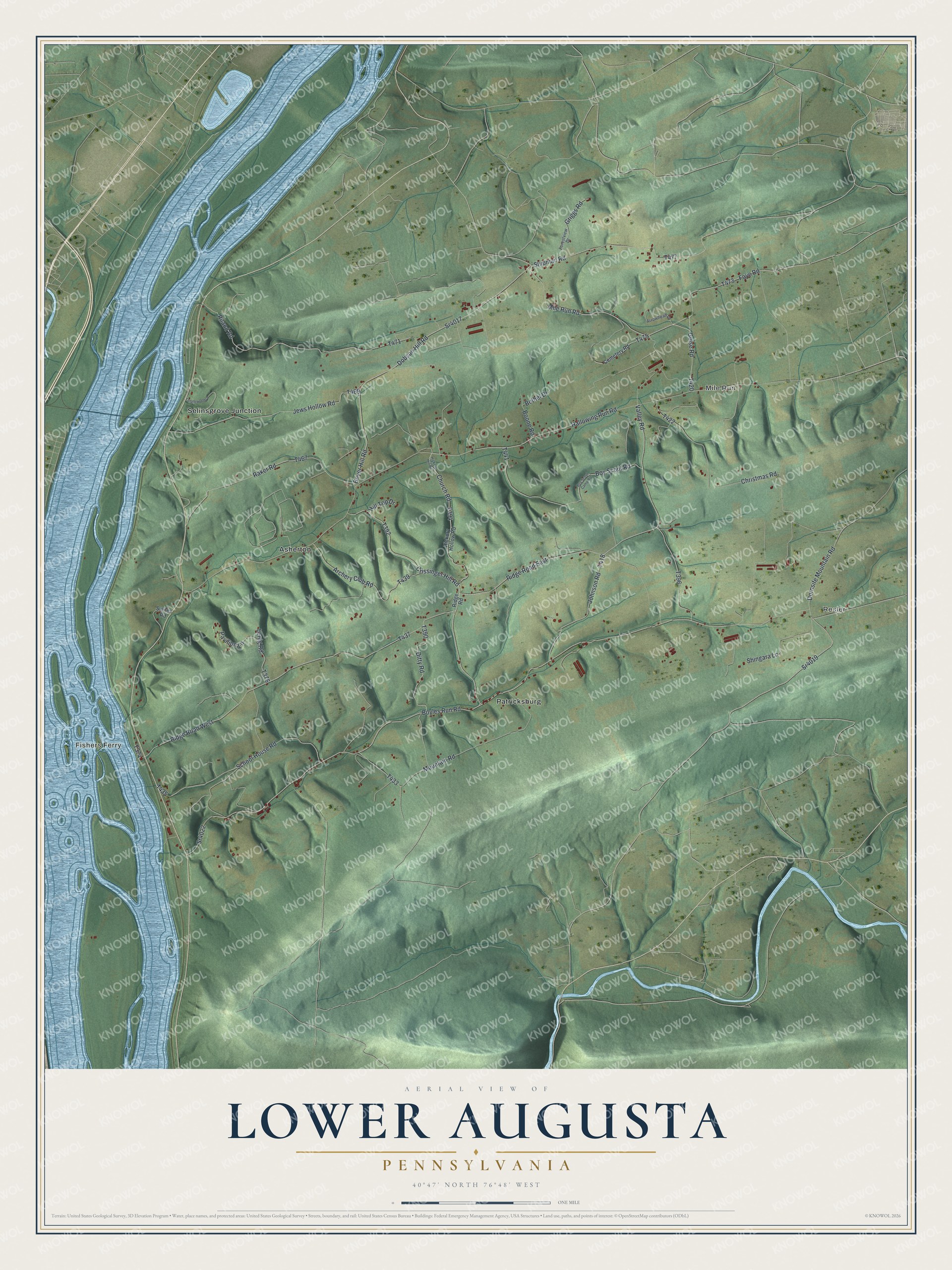 Watermarked full-map preview of Lower Augusta, Pennsylvania