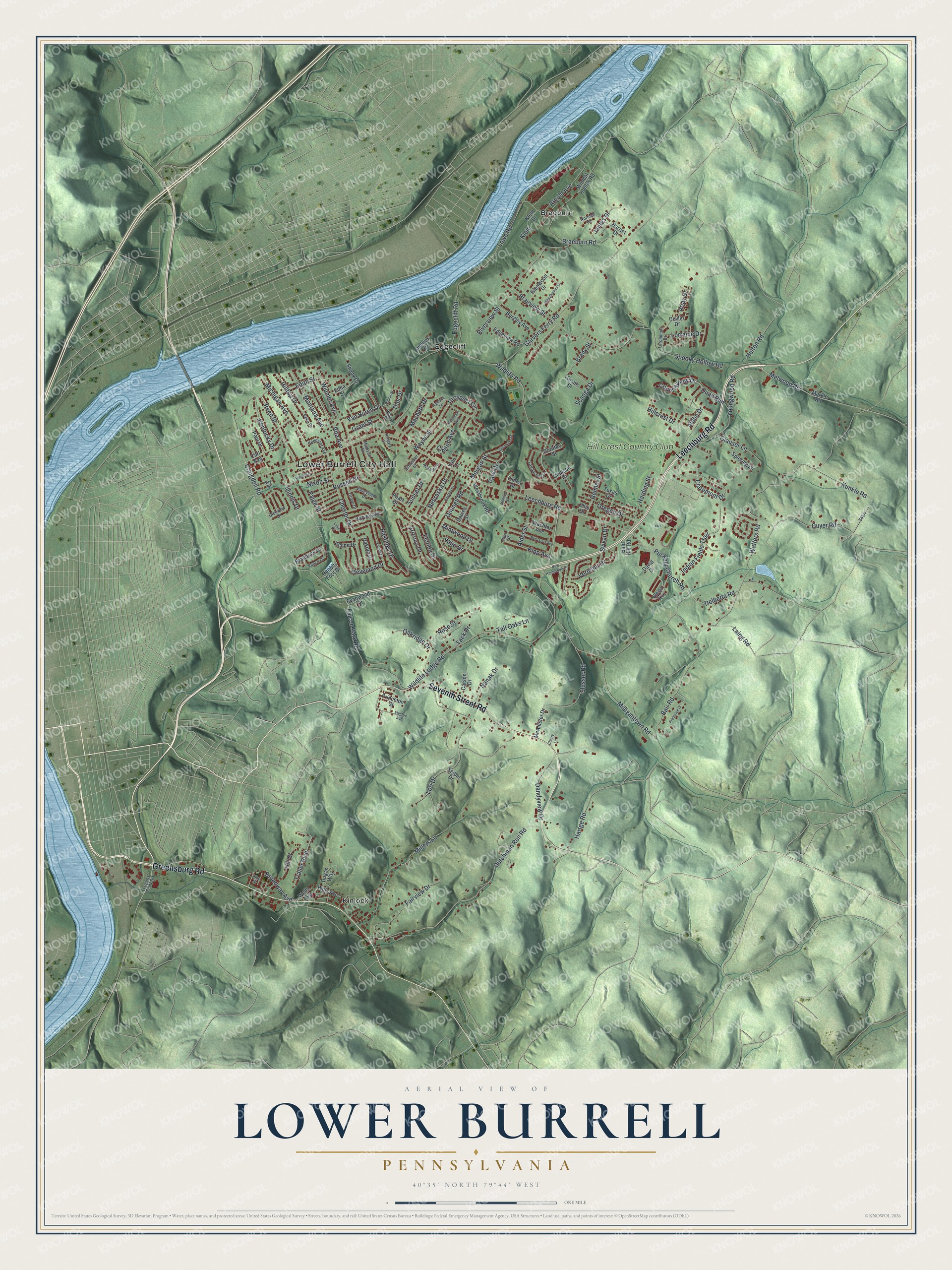 Watermarked full-map preview of Lower Burrell, Pennsylvania