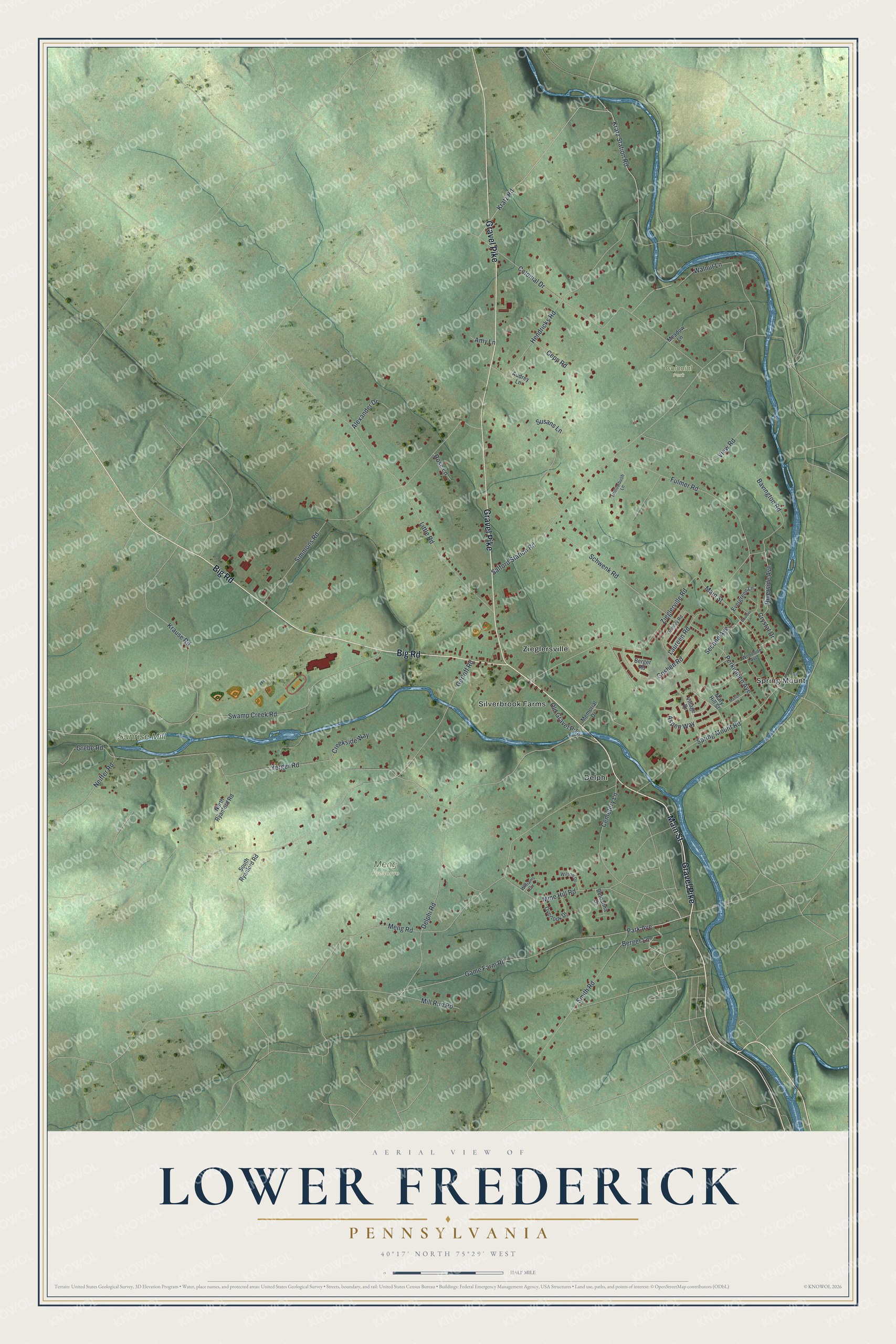 Watermarked full-map preview of Lower Frederick, Pennsylvania
