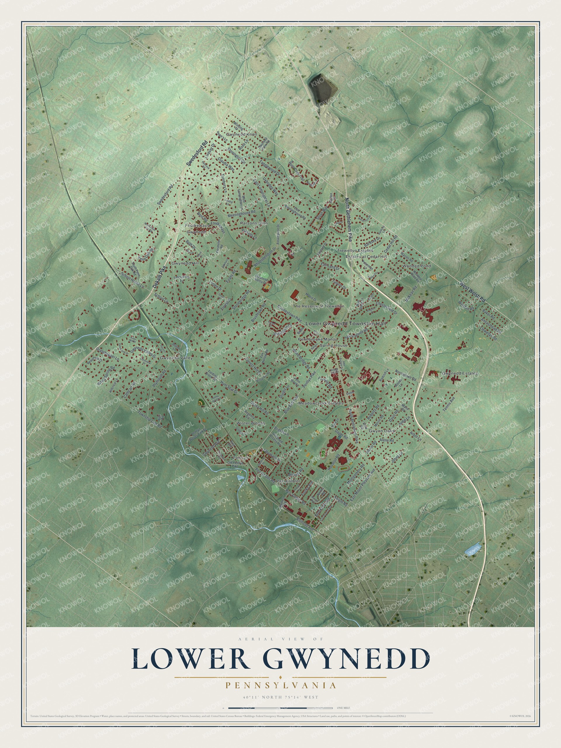 Watermarked full-map preview of Lower Gwynedd, Pennsylvania