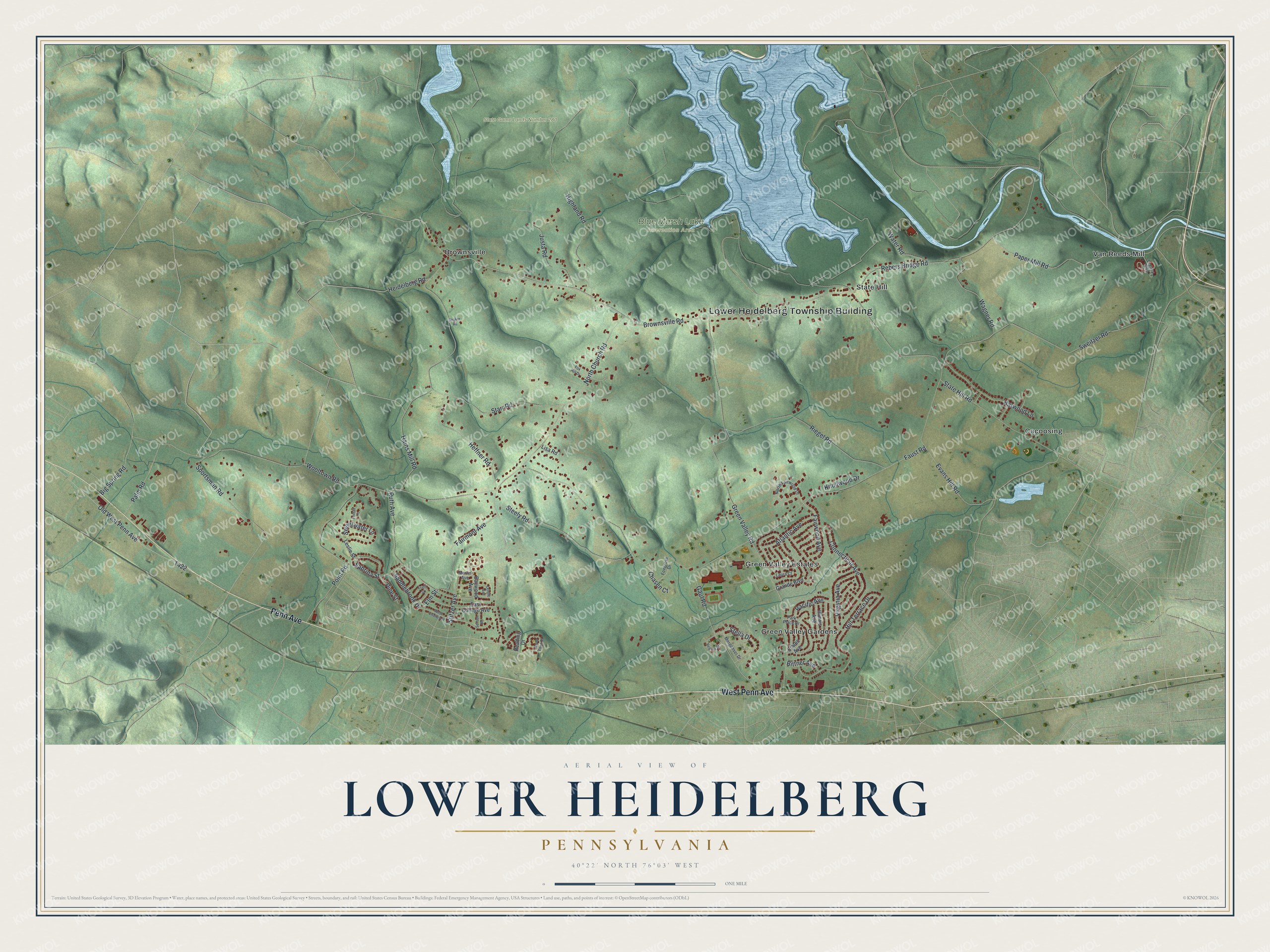 Watermarked full-map preview of Lower Heidelberg, Pennsylvania