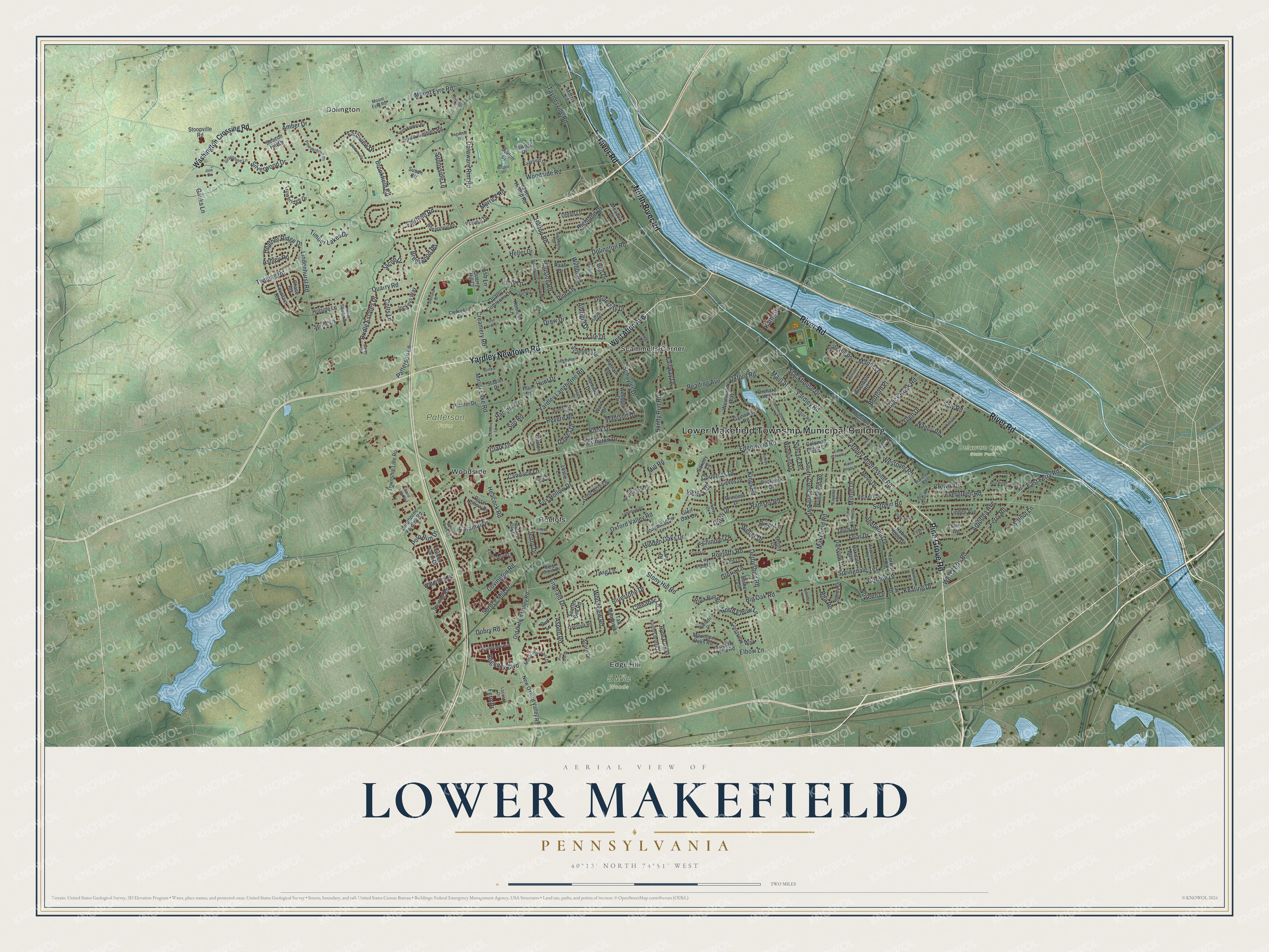 Watermarked full-map preview of Lower Makefield, Pennsylvania