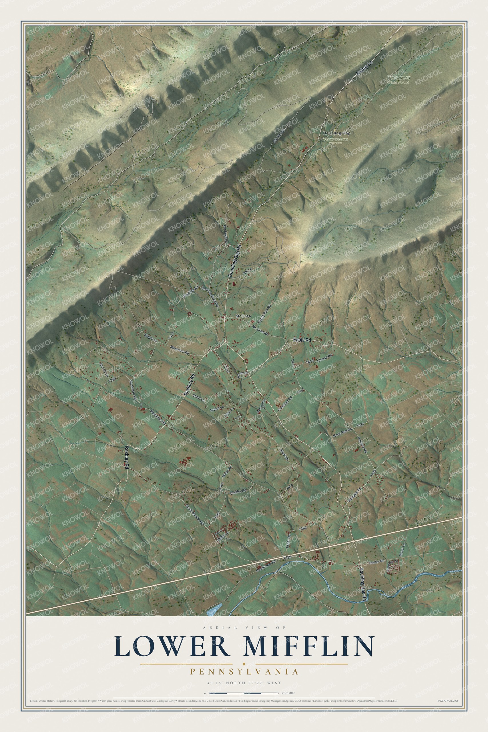 Watermarked full-map preview of Lower Mifflin, Pennsylvania