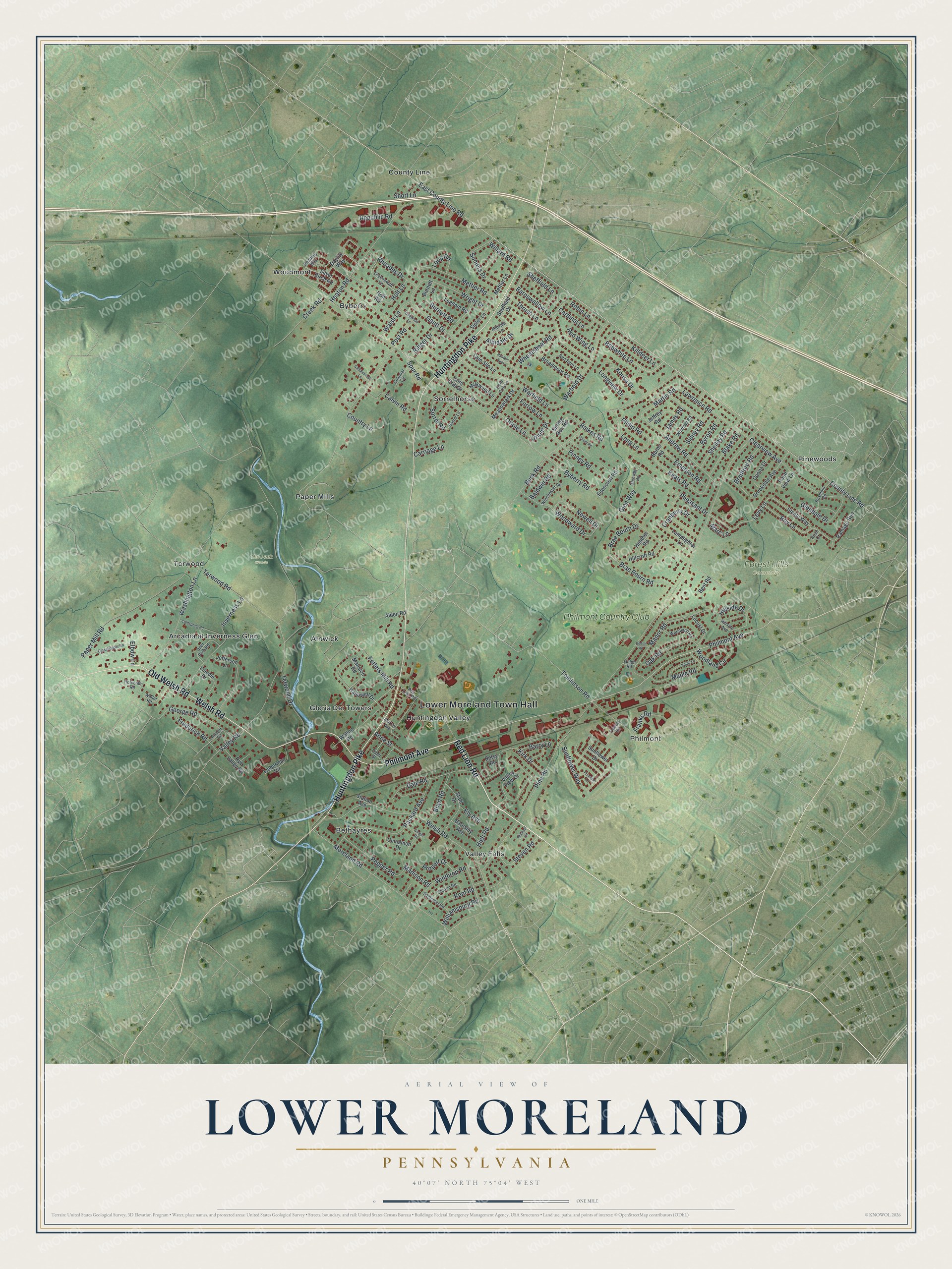 Watermarked full-map preview of Lower Moreland, Pennsylvania