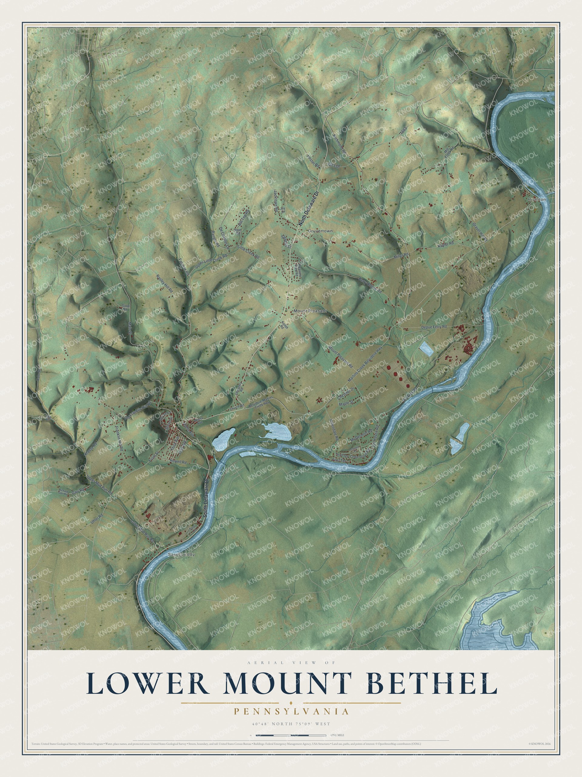 Watermarked full-map preview of Lower Mount Bethel, Pennsylvania