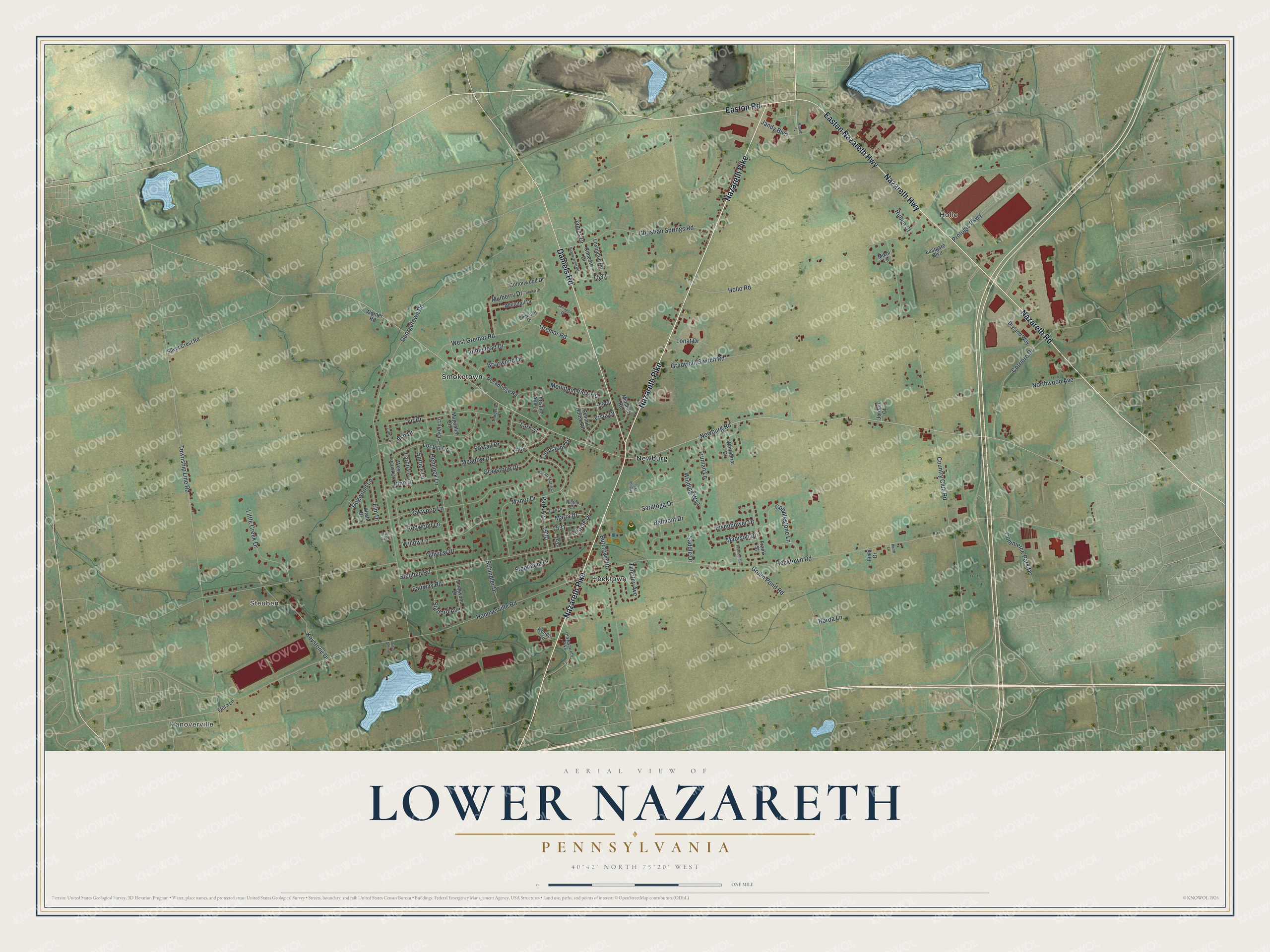 Watermarked full-map preview of Lower Nazareth, Pennsylvania