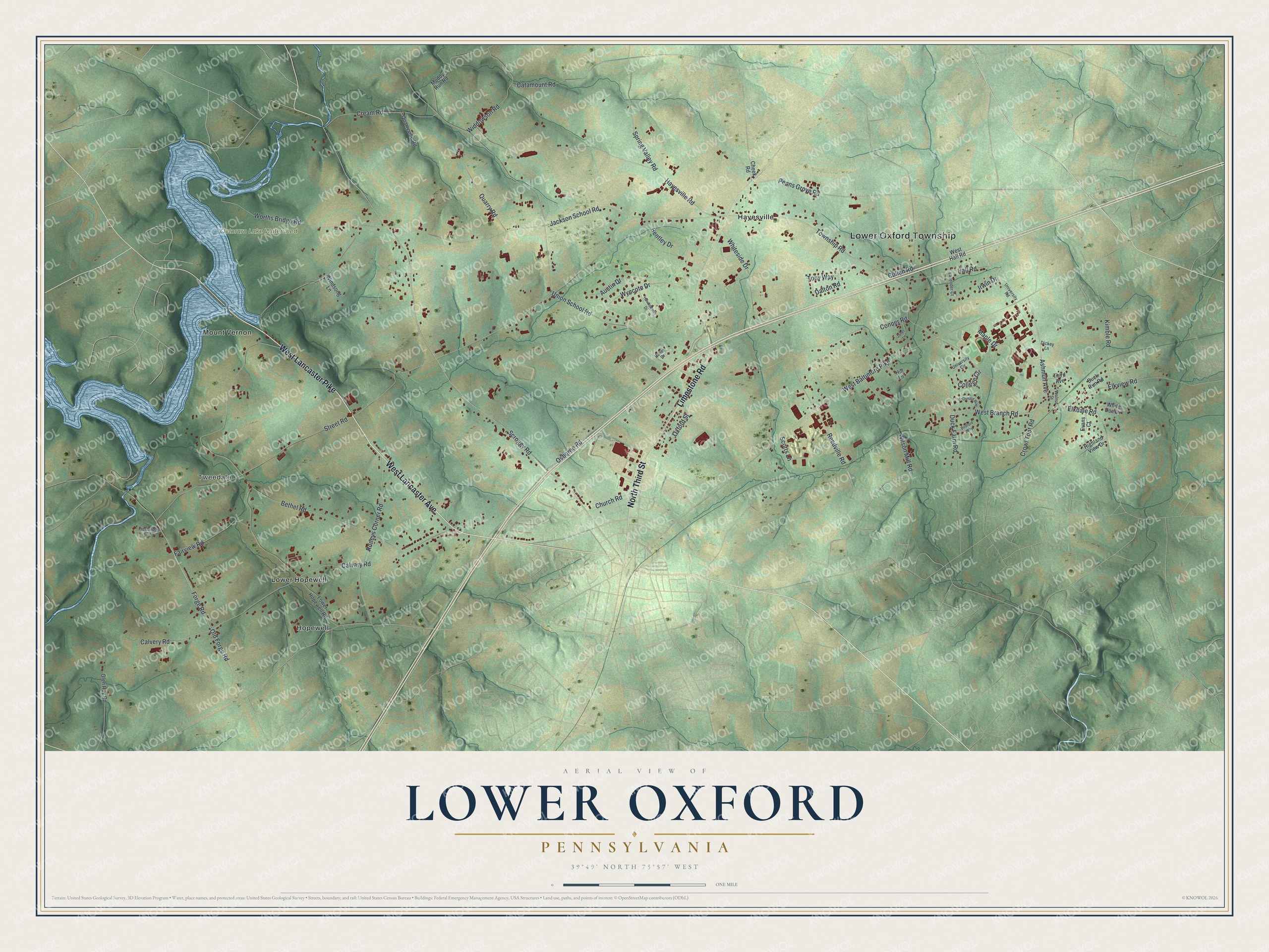 Watermarked full-map preview of Lower Oxford, Pennsylvania