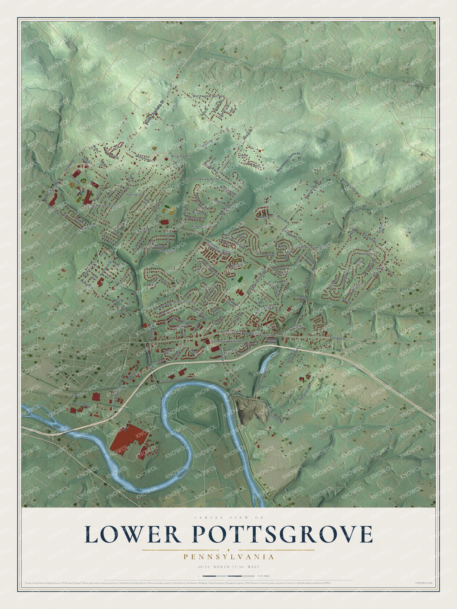Watermarked full-map preview of Lower Pottsgrove, Pennsylvania