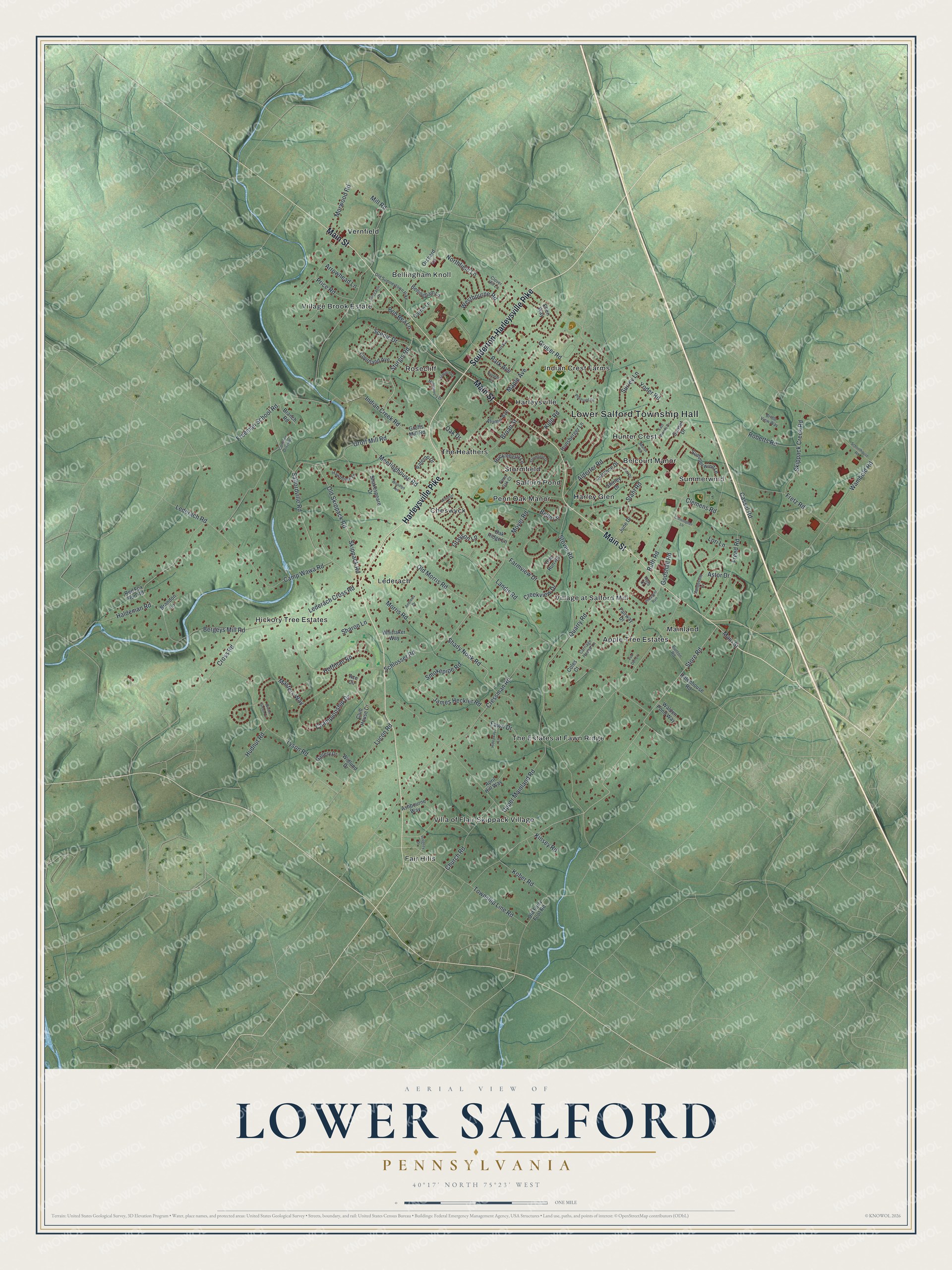 Watermarked full-map preview of Lower Salford, Pennsylvania