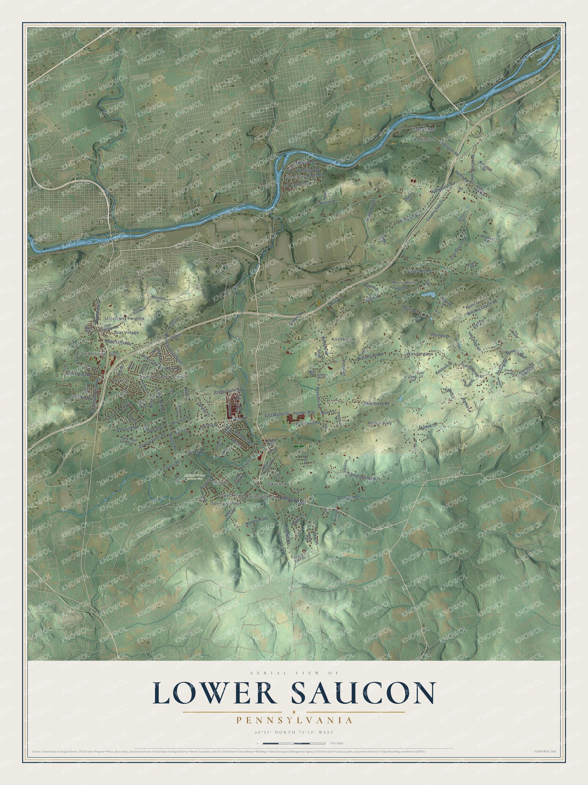 Watermarked full-map preview of Lower Saucon, Pennsylvania
