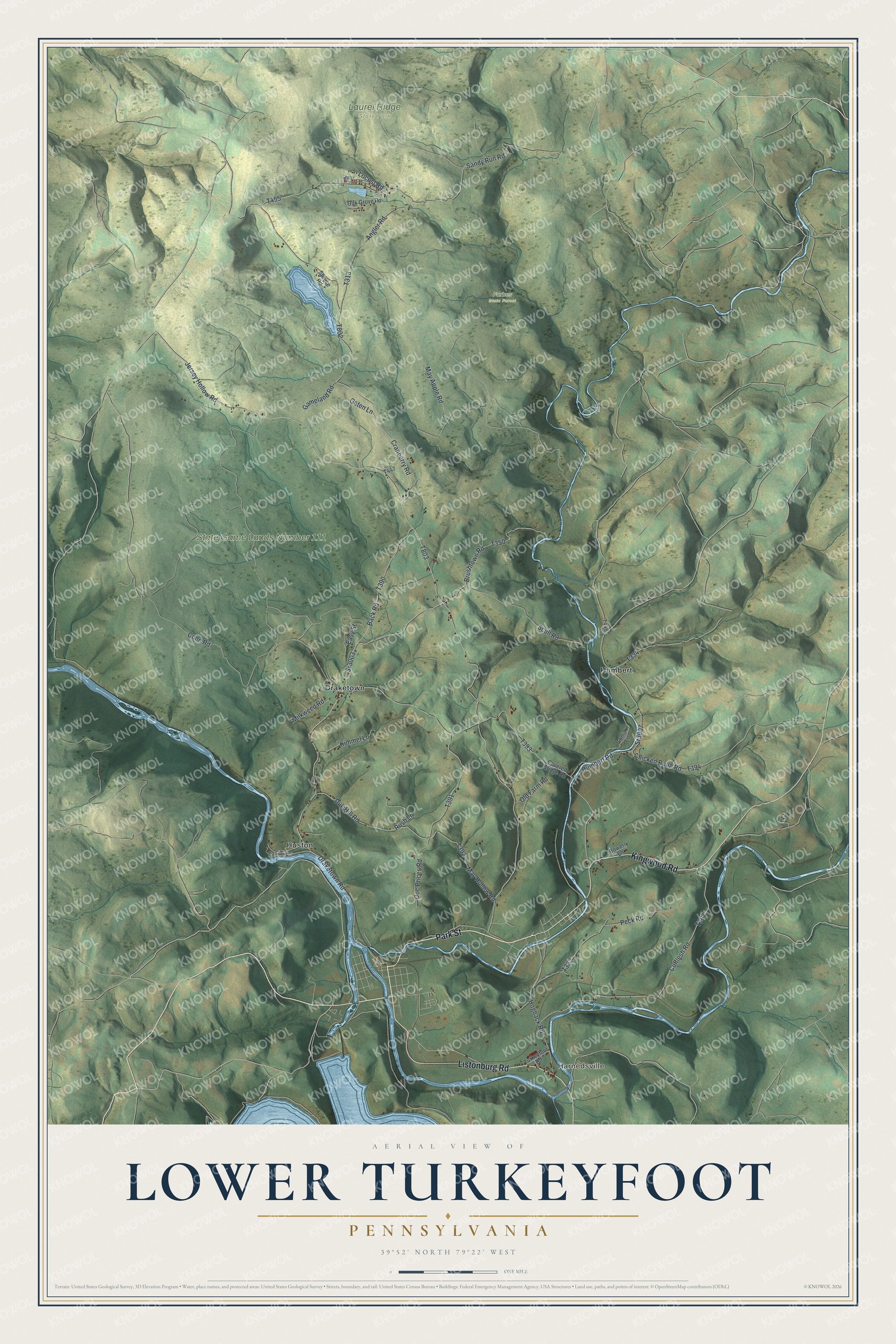 Watermarked full-map preview of Lower Turkeyfoot, Pennsylvania