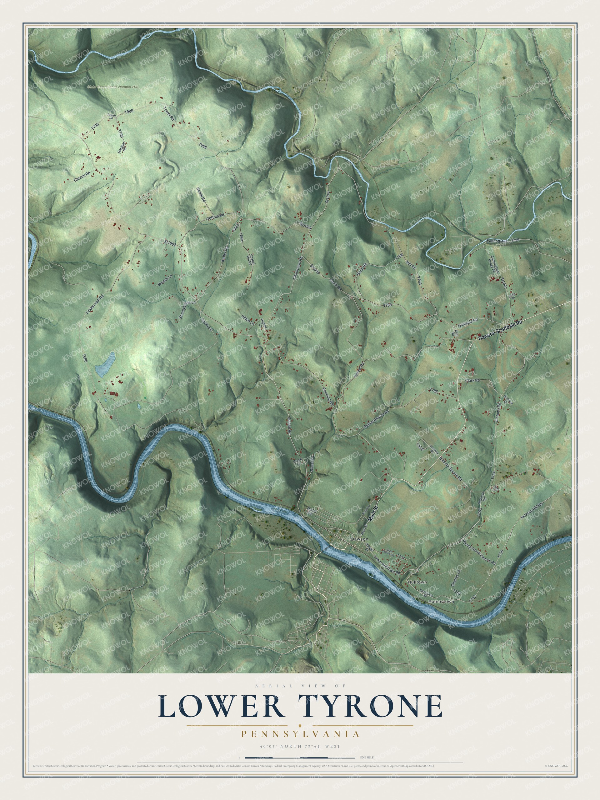 Watermarked full-map preview of Lower Tyrone, Pennsylvania