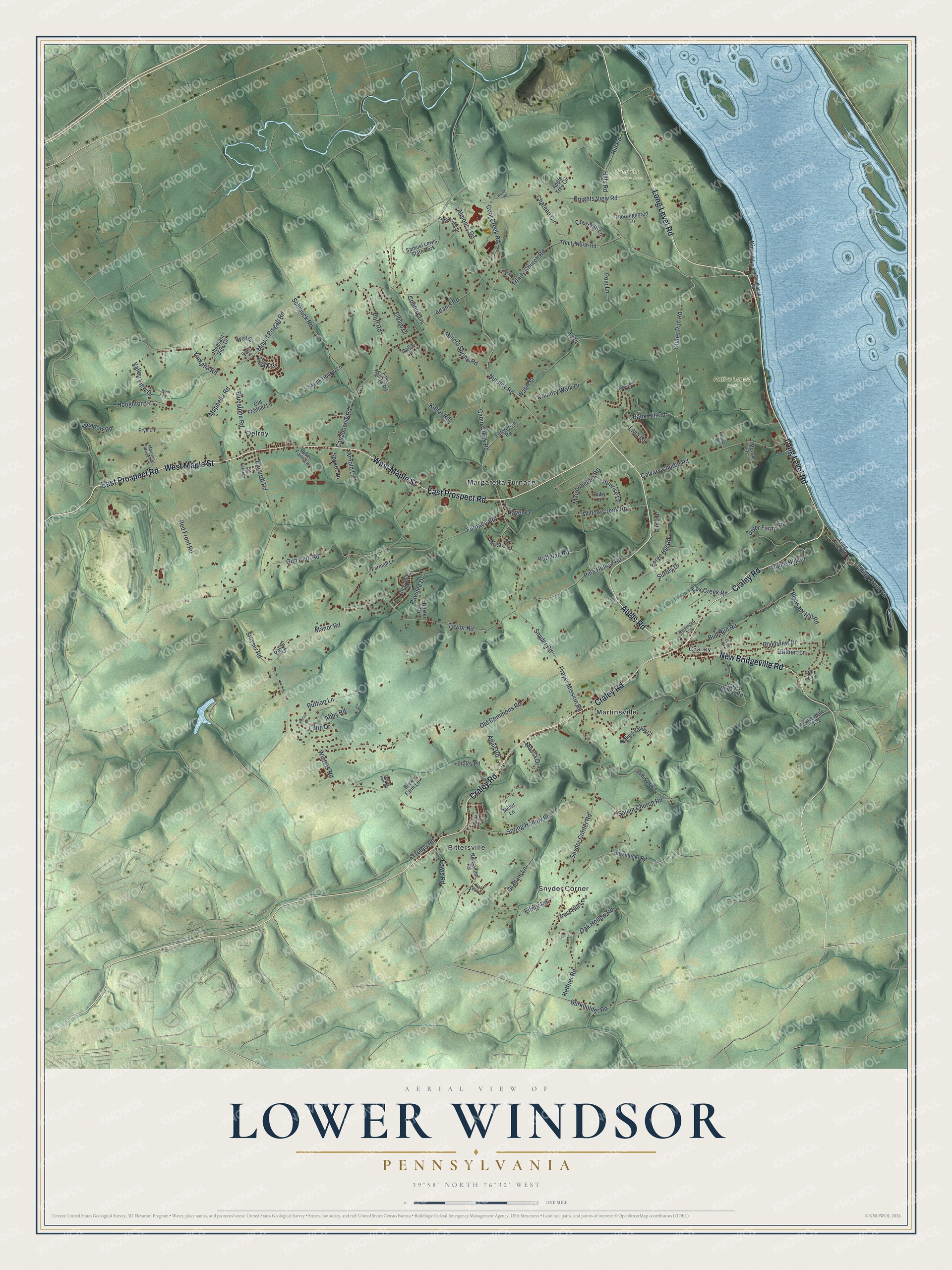 Watermarked full-map preview of Lower Windsor, Pennsylvania