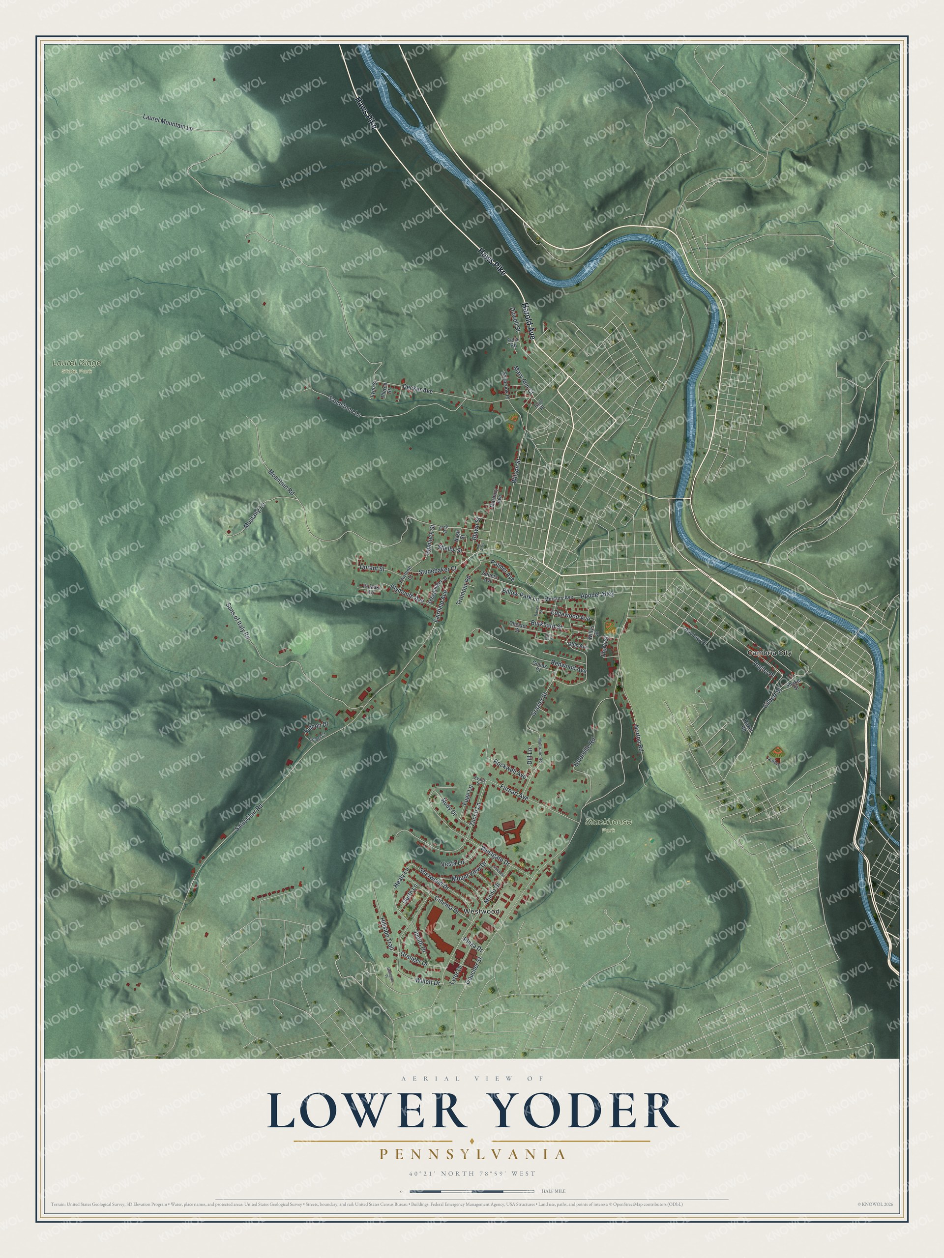 Watermarked full-map preview of Lower Yoder, Pennsylvania