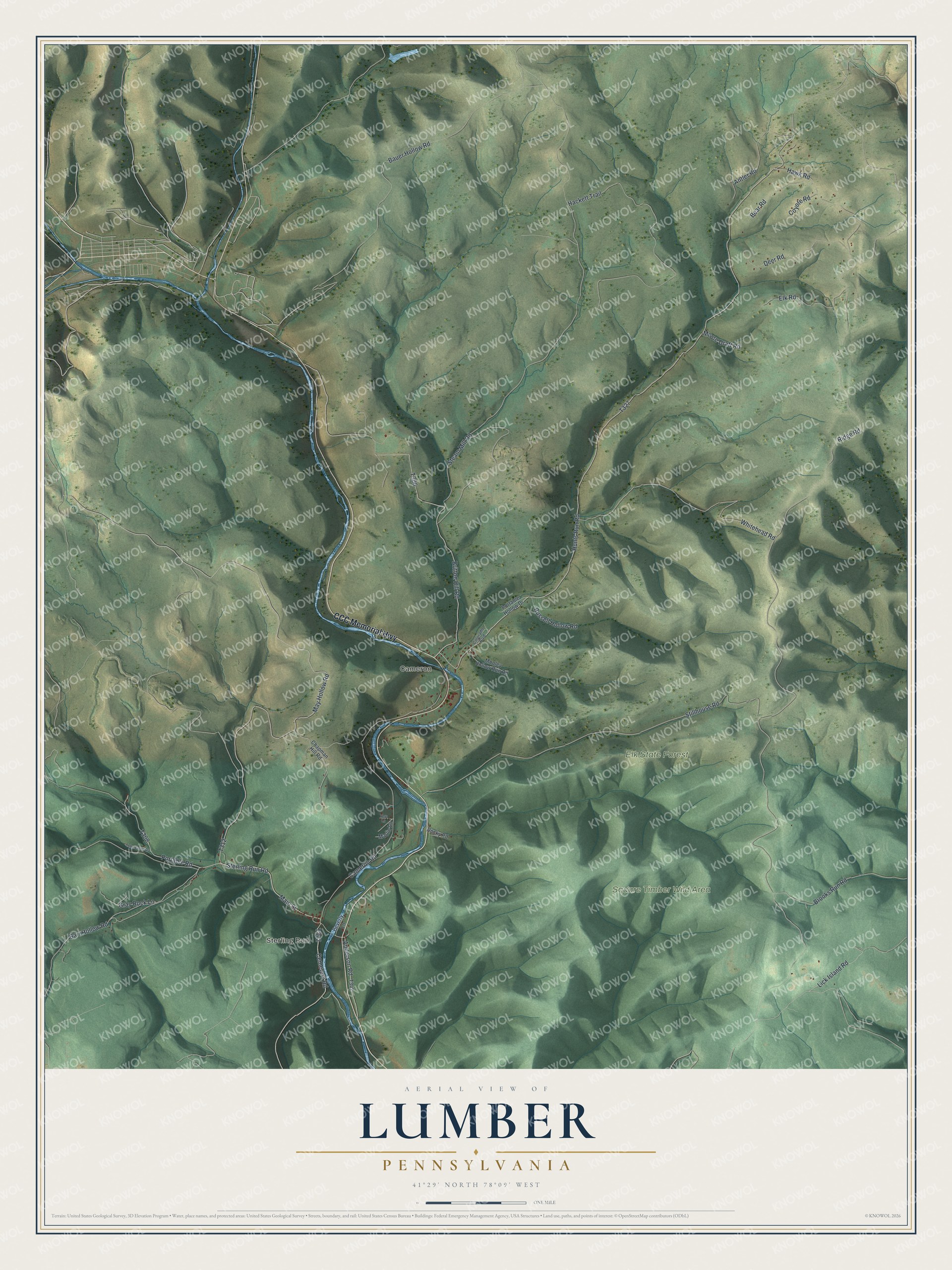 Watermarked full-map preview of Lumber, Pennsylvania