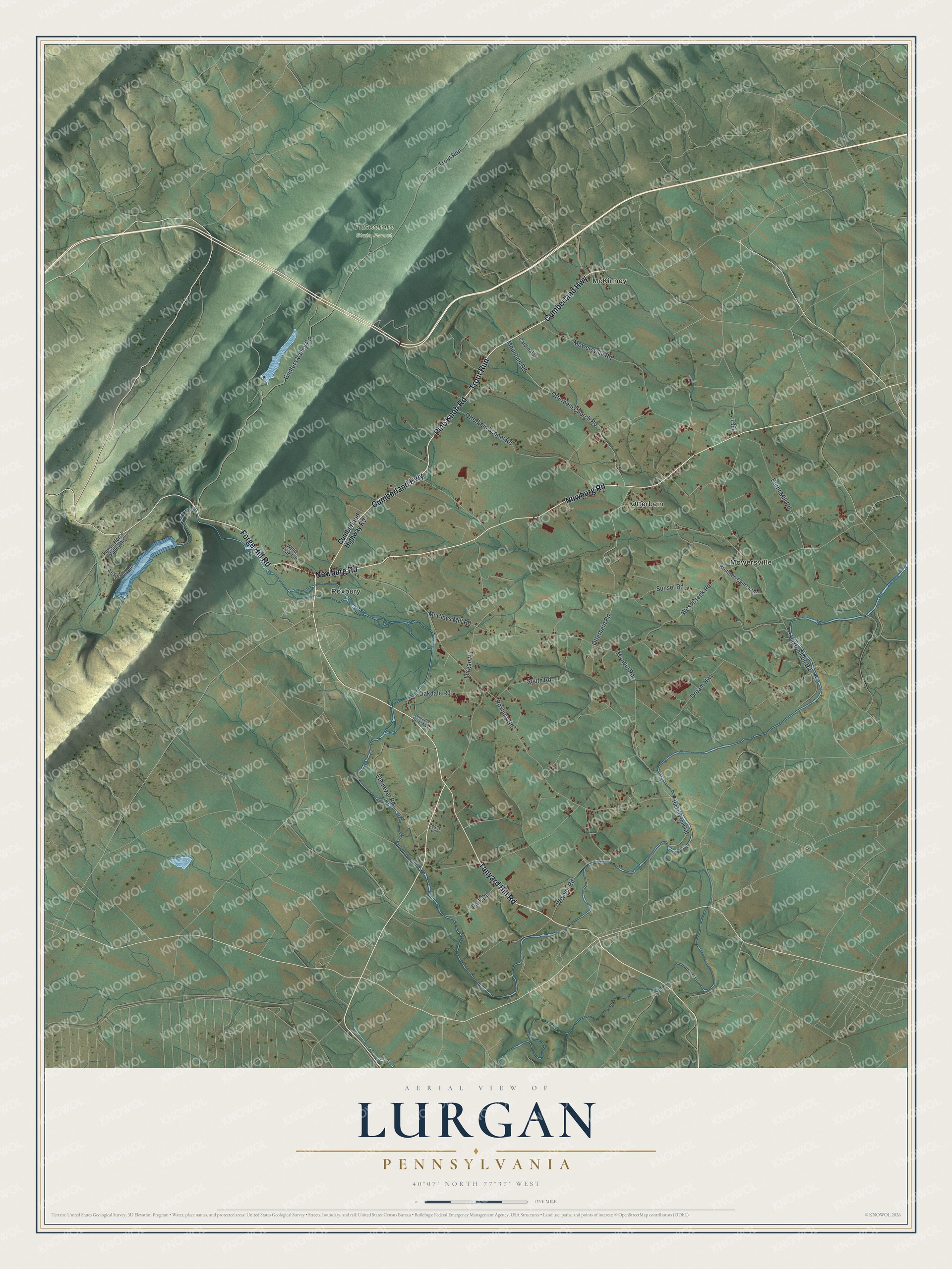 Watermarked full-map preview of Lurgan, Pennsylvania