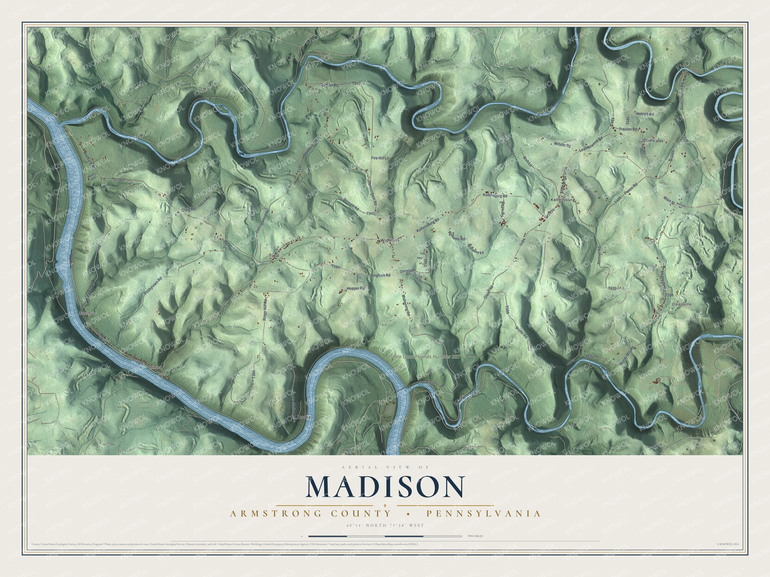 Watermarked full-map preview of Madison, Pennsylvania