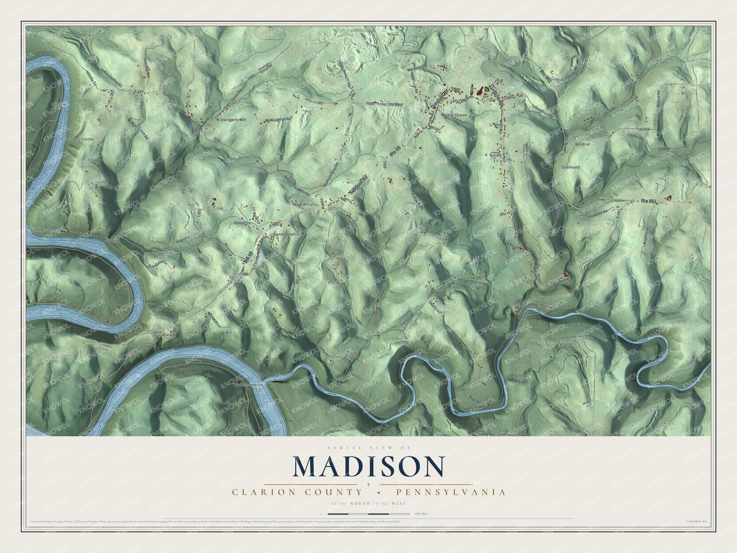 Watermarked full-map preview of Madison, Pennsylvania