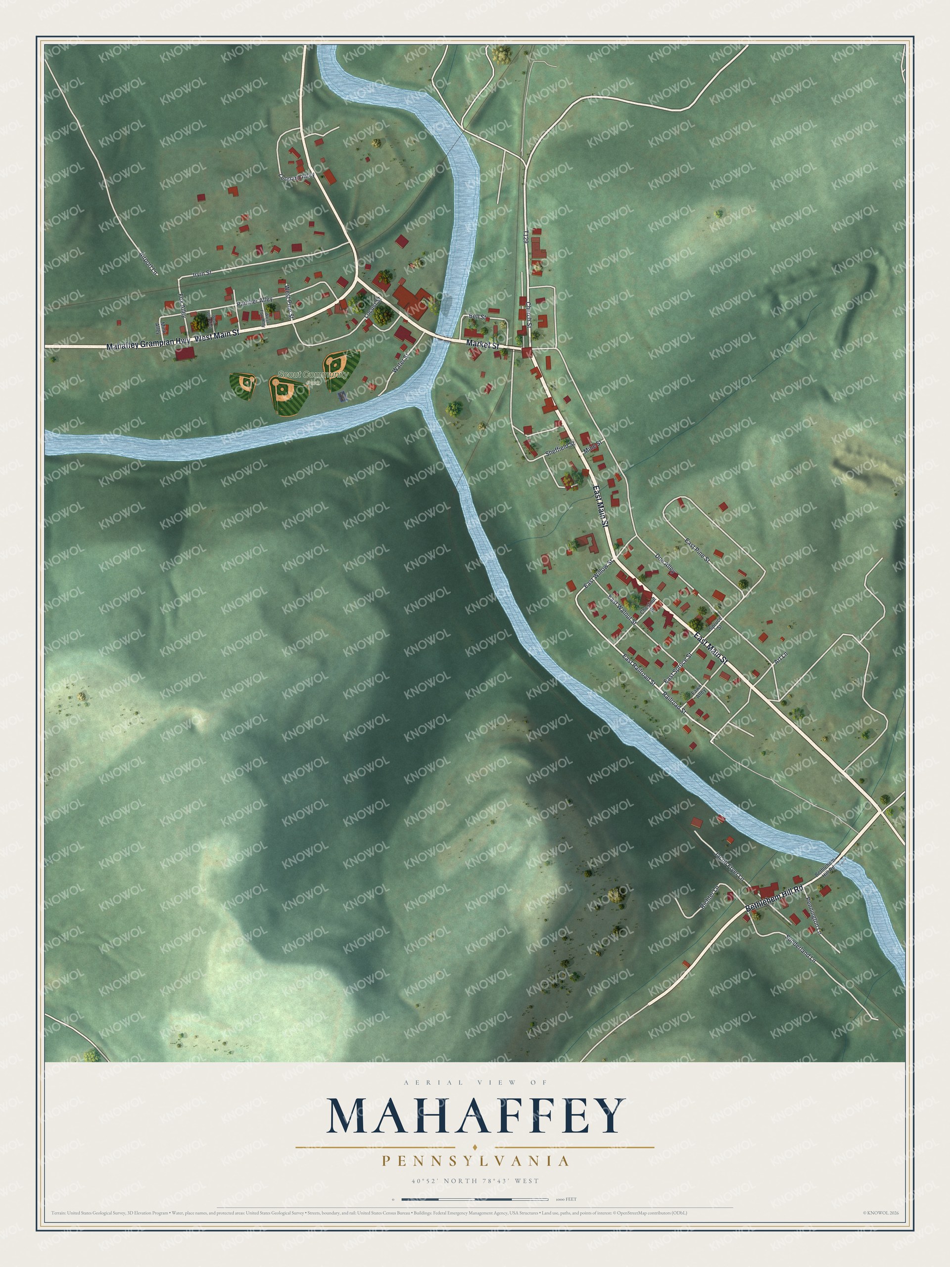 Watermarked full-map preview of Mahaffey, Pennsylvania