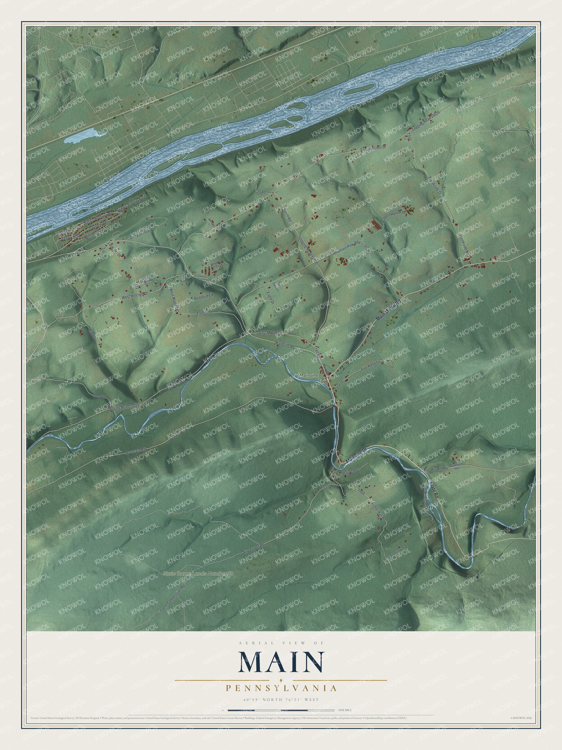 Watermarked full-map preview of Main, Pennsylvania